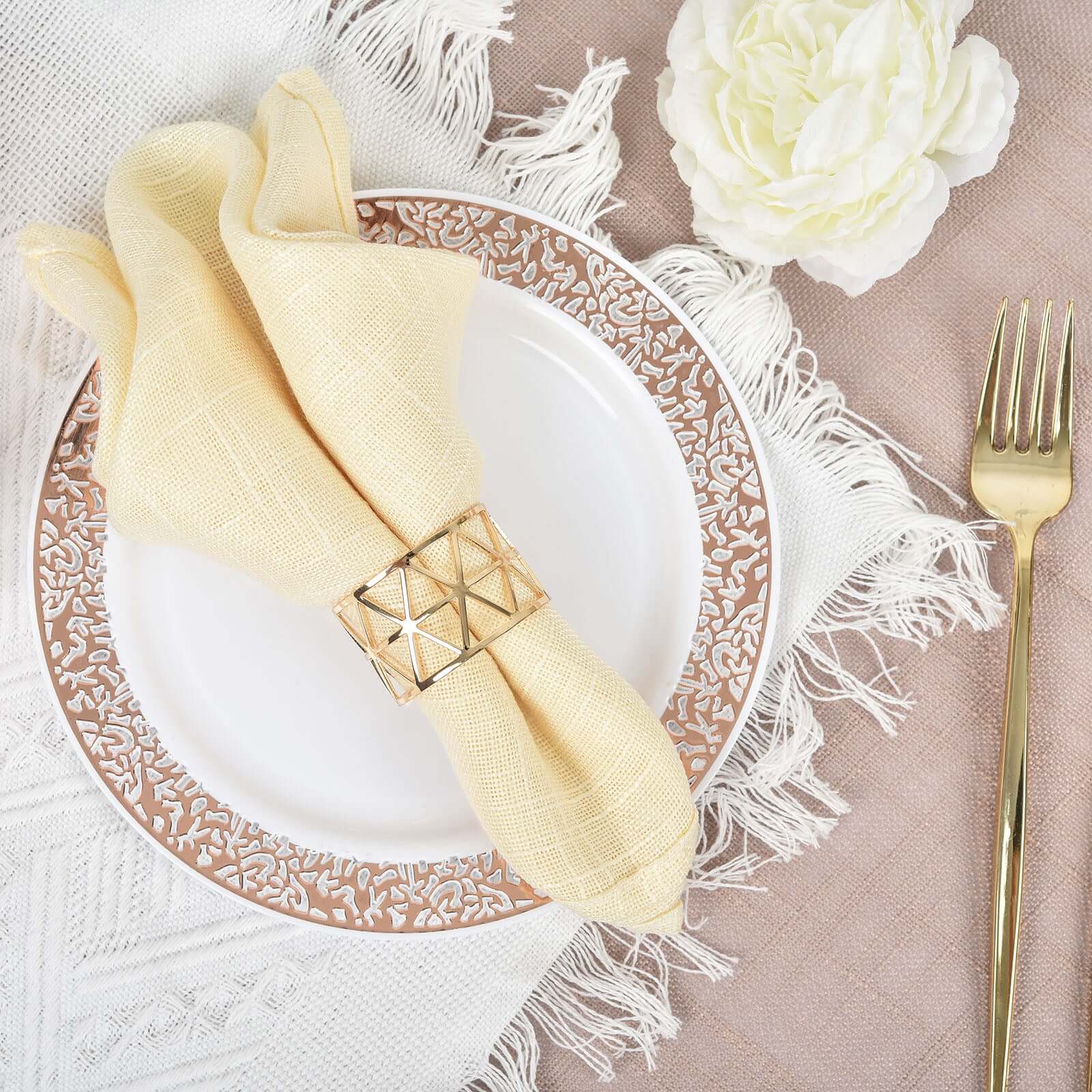 5-Piece Set of Stunning Metallic Gold Geometric Paper Napkin Rings