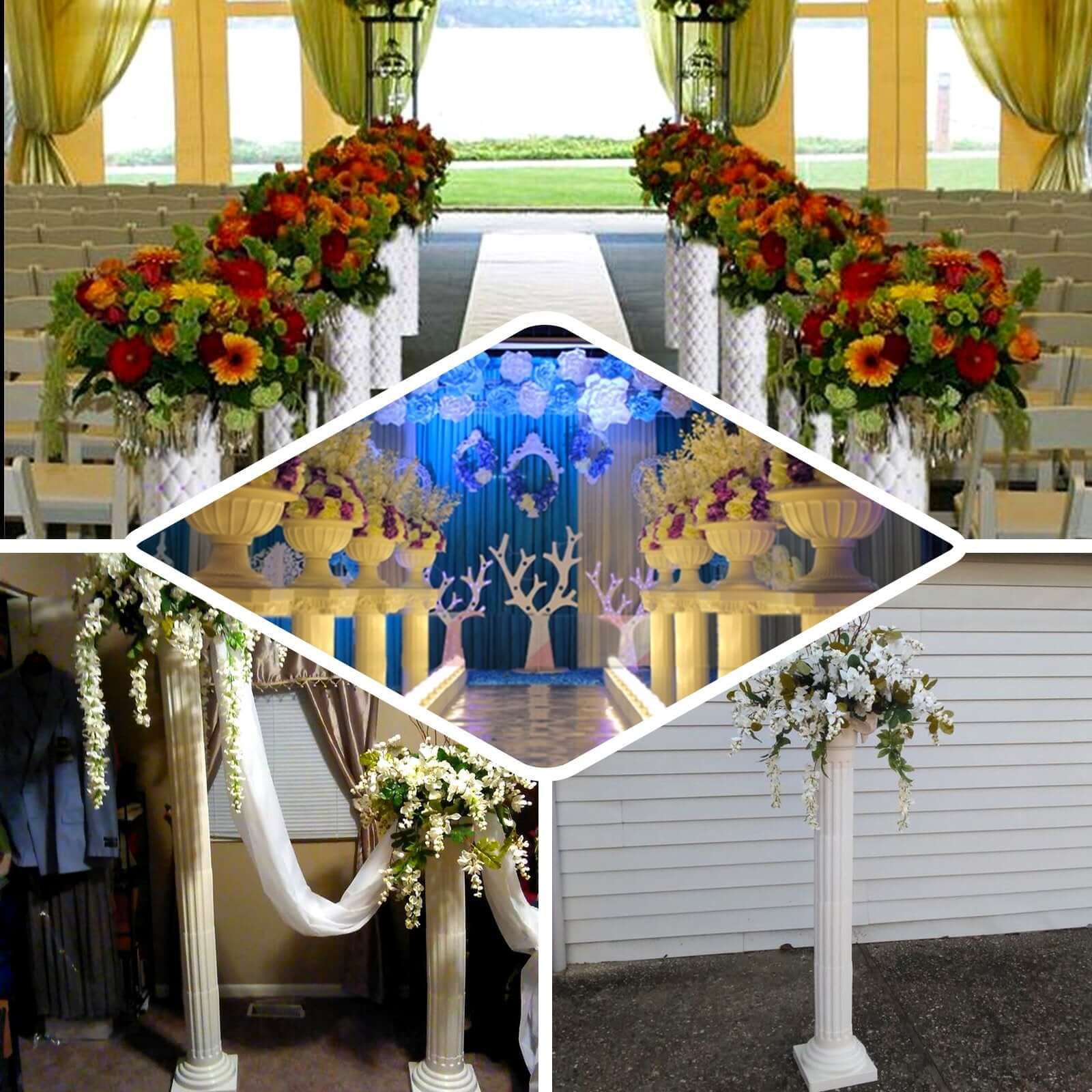 Hot Deal! 4-Pack White Adjustable Venetian Roman Wedding Pedestal Column Plant Stands - PVC