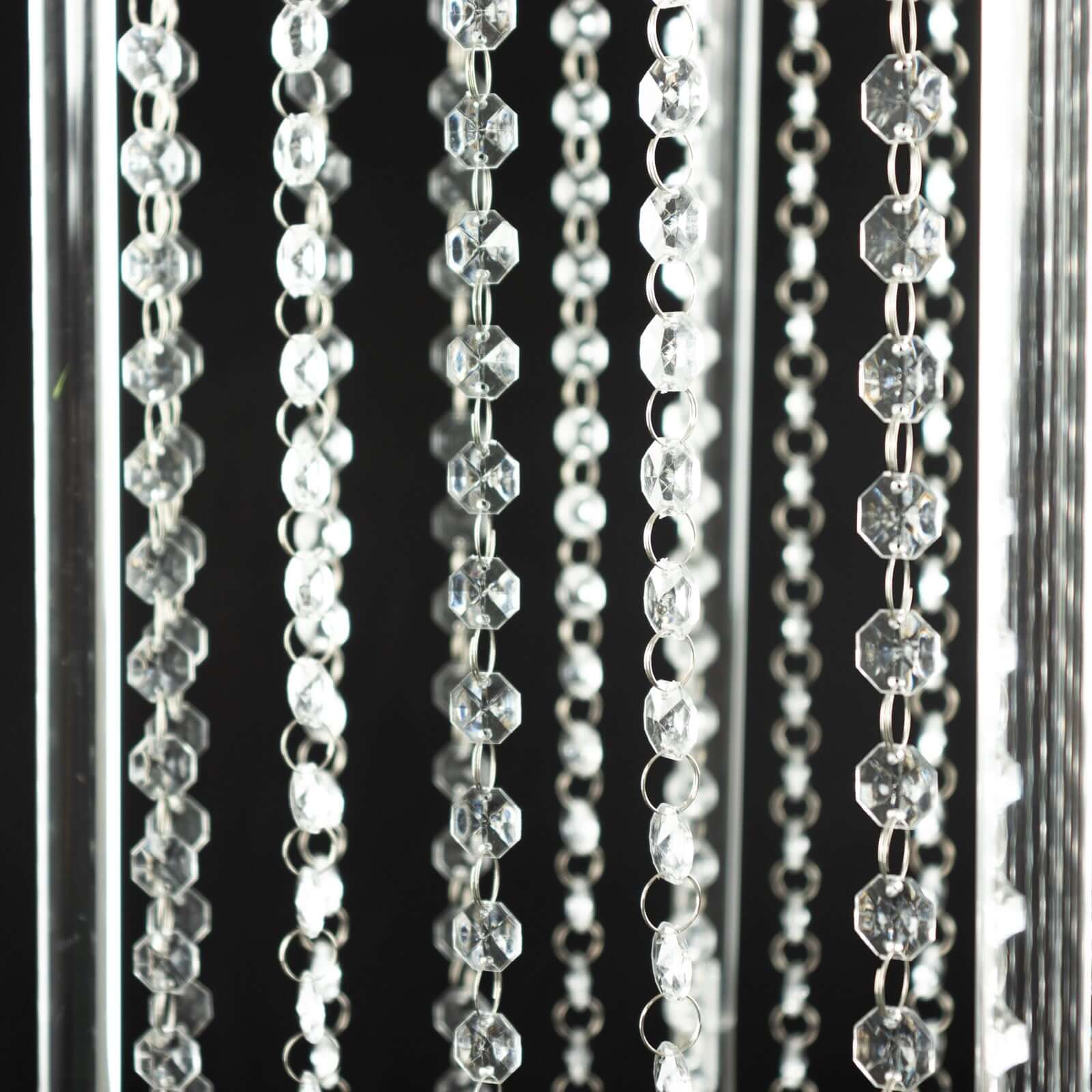 Clear Acrylic Flower Pedestal Vase with Crystal Beads - Ideal Wedding Floor Centerpiece