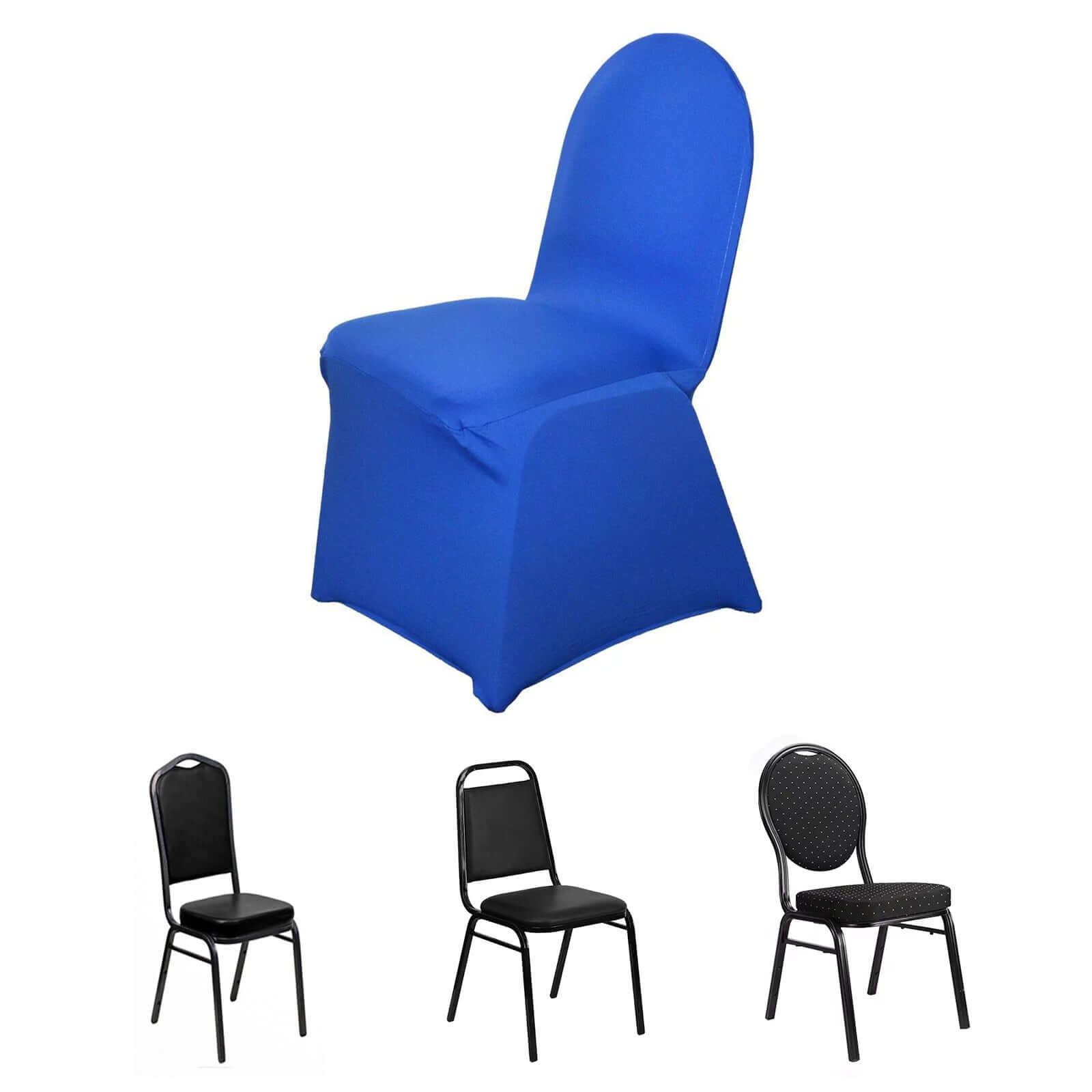 Royal Blue Spandex Banquet Chair Cover - Stretch 160GSM Fabric, Perfect Fit!