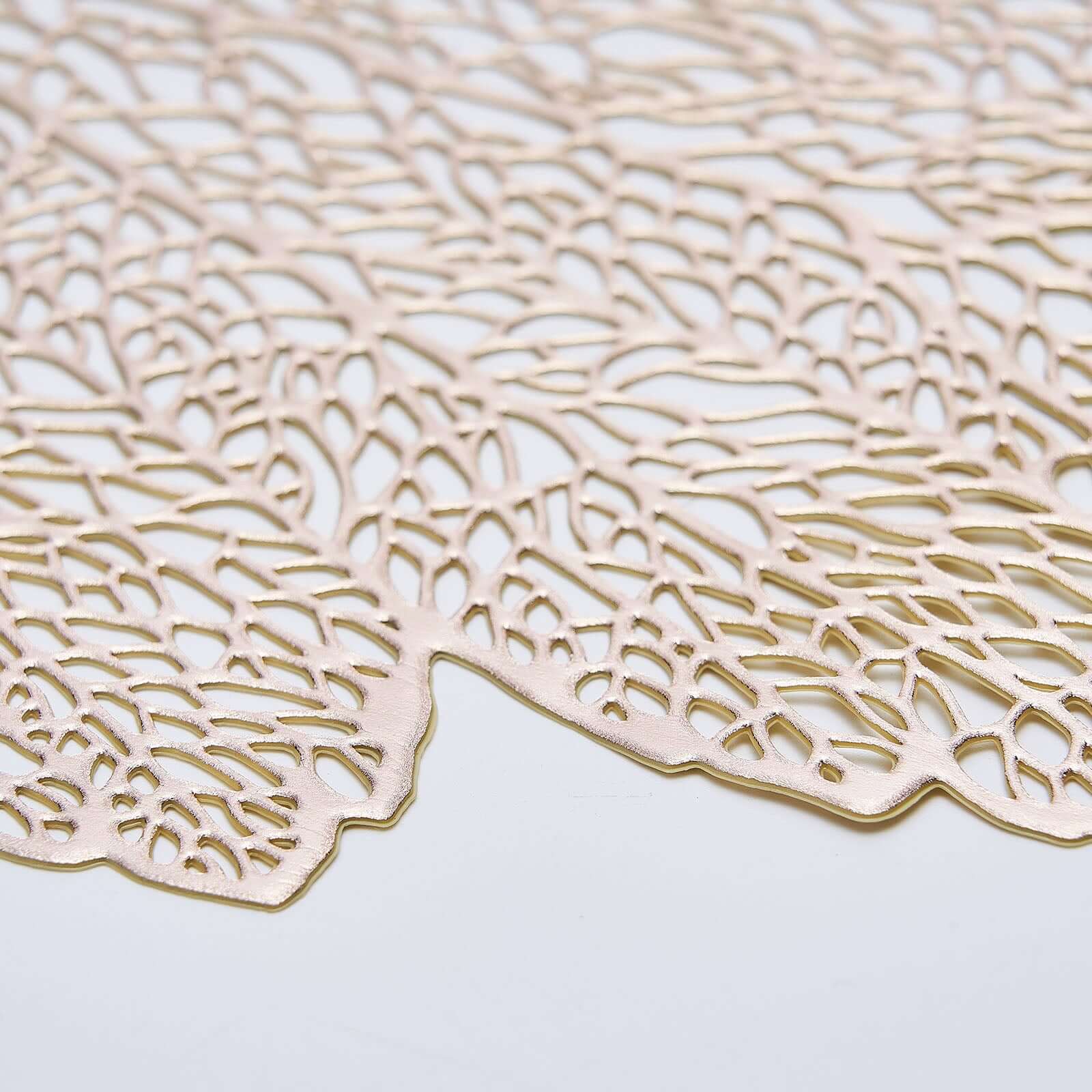 6-Piece Set of 18-Inch Gold Fall Leaf Non-Slip Vinyl Dining Placemats