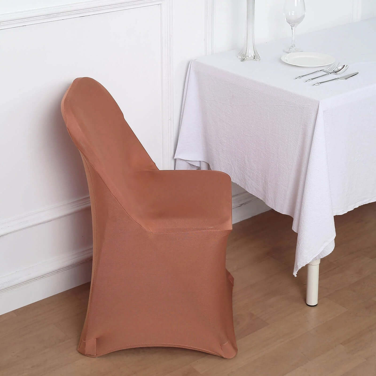 10-Pack Durable 160GSM Terracotta (Rust) Stretch Spandex Slipcovers for Folding Chairs