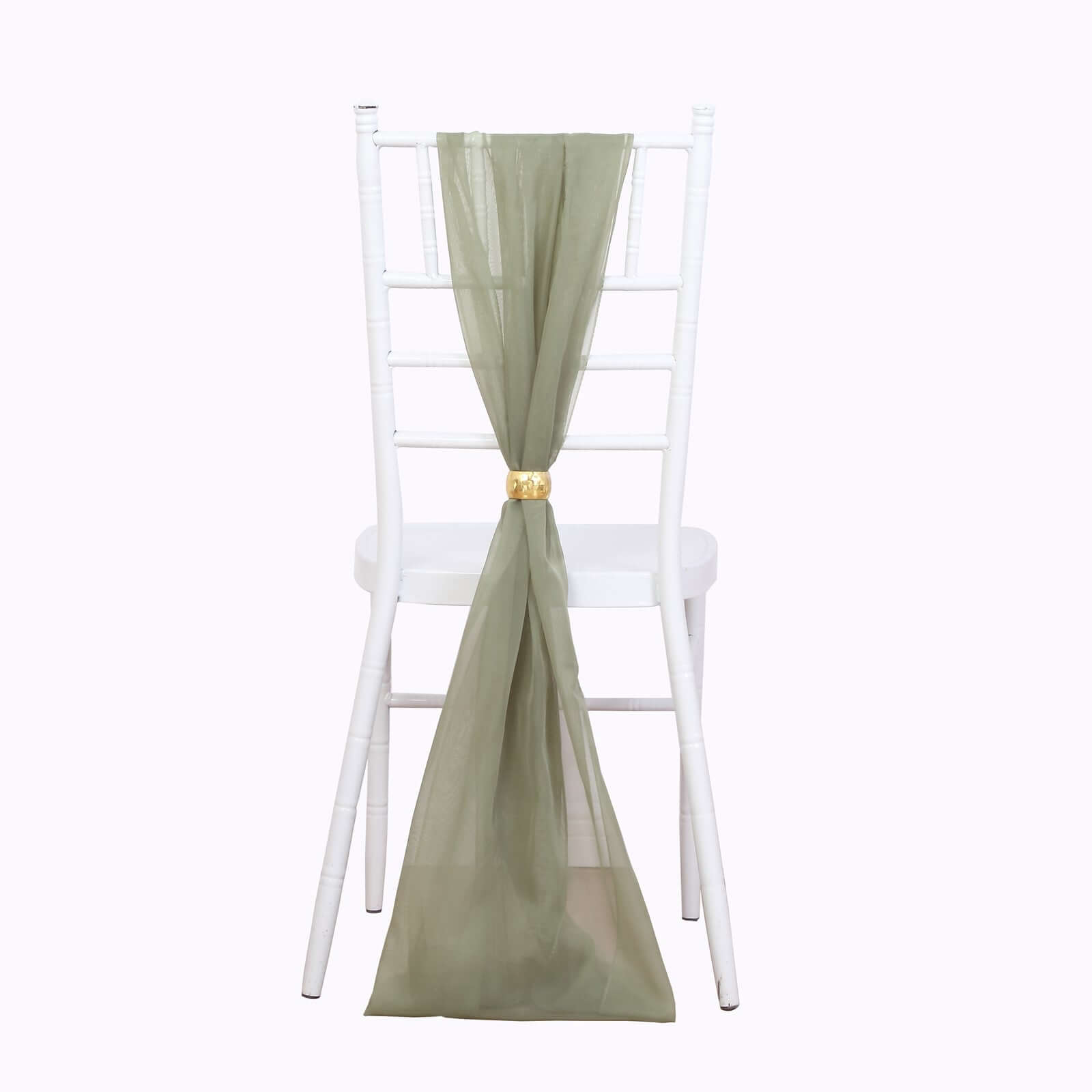Special Offer! 5-Piece Premium Dusty Sage Green Chiffon Chair Sashes - Soft, Lightweight Designer Bows (22x78)