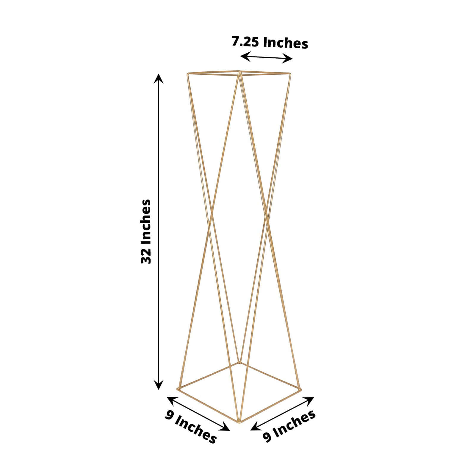 2-Pack Gold Metal Geometric Crisscross Open Column Pedestal Stands for Wedding Centerpieces, 32 Inches