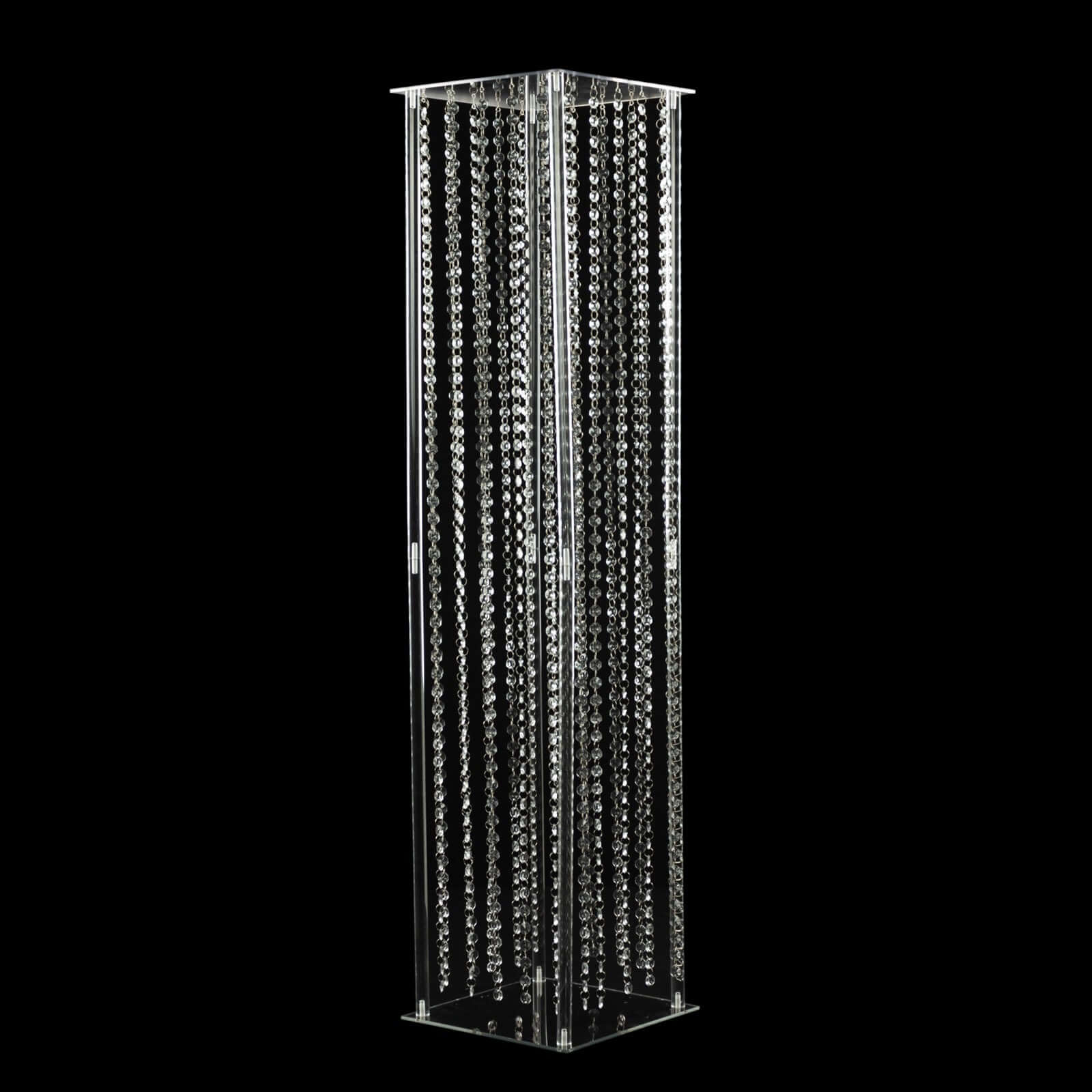 Clear Acrylic Flower Pedestal Vase with Crystal Beads - Ideal Wedding Floor Centerpiece
