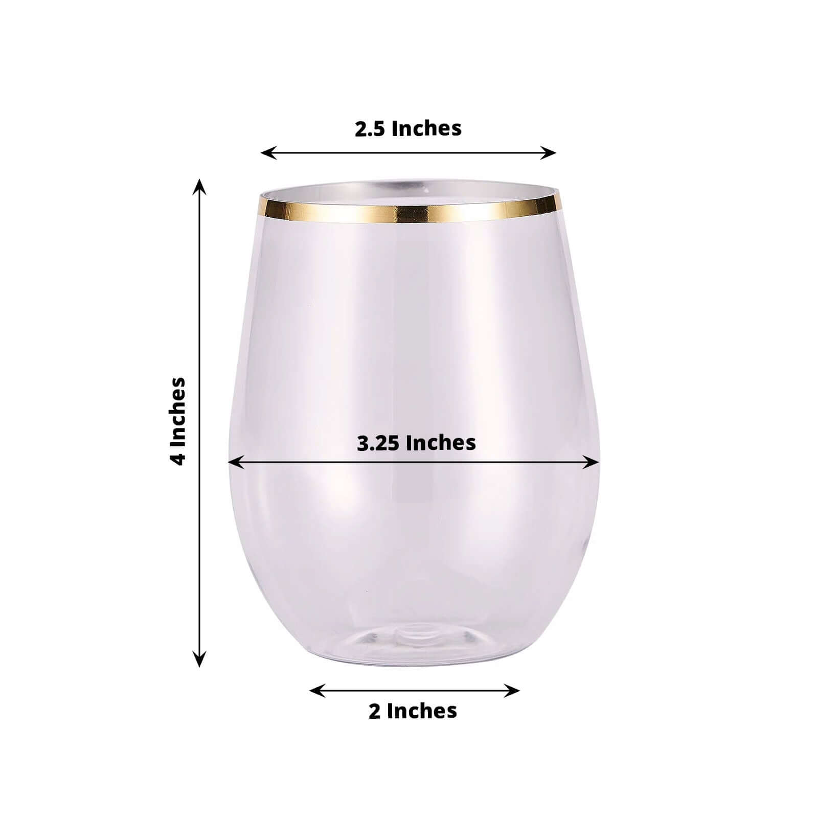 12-Pack Reusable 12oz Clear Plastic Wine Tumblers with Gold Rim - Ideal for Events