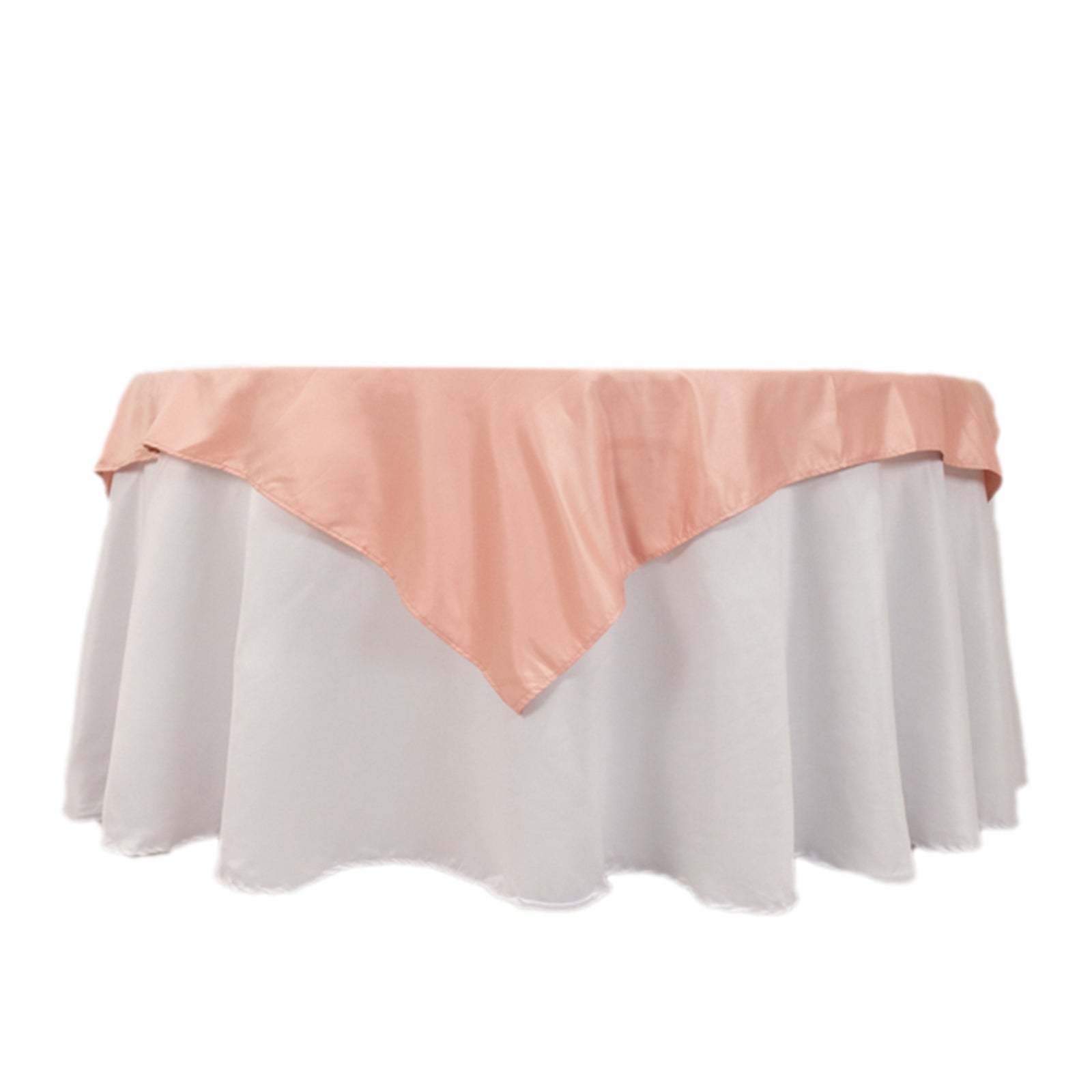 Lamour Satin 54x54 Dusty Rose Square Table Overlay - Durable Silk-Like Table Cover