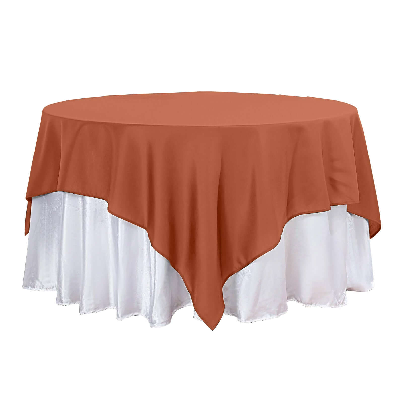 Superb 90x90 Square Polyester Tablecloth in Terracotta (Rust) - Wrinkle-Free & Durable