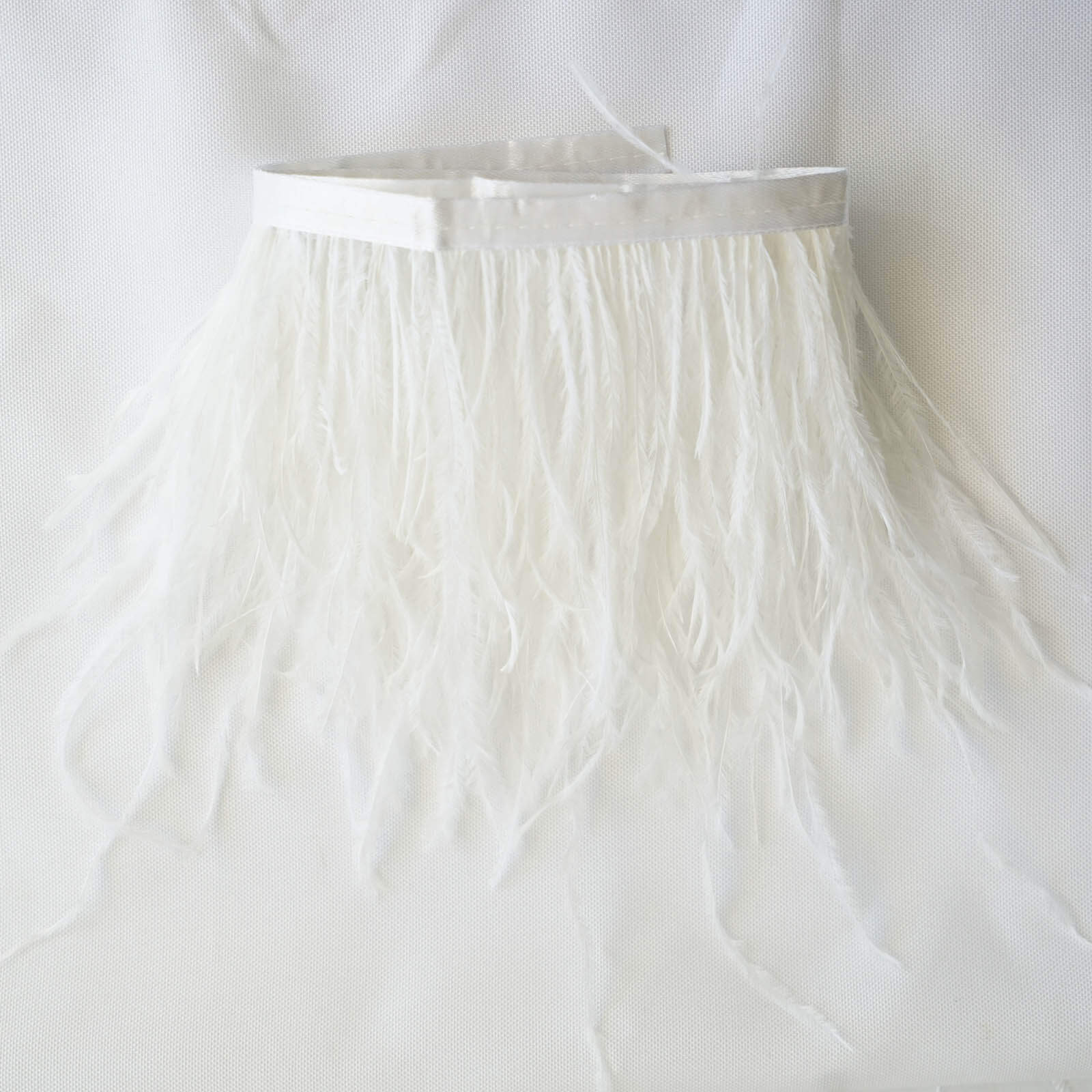Exclusive 39-Inch White Real Ostrich Feather Fringe Trim with Satin Ribbon Tape for DIY Crafts