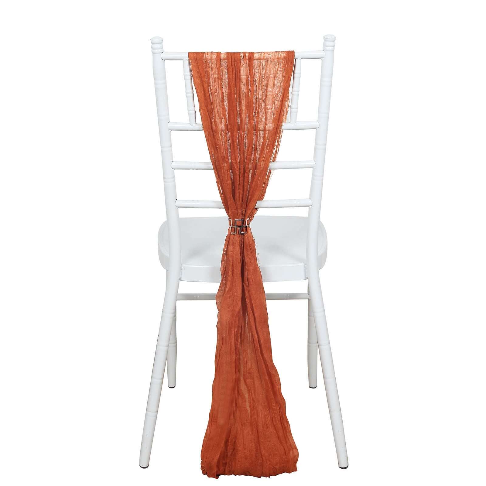 Special Offer: 5-Pack Terracotta (Rust) Cheesecloth Chair Sashes for Boho Decor