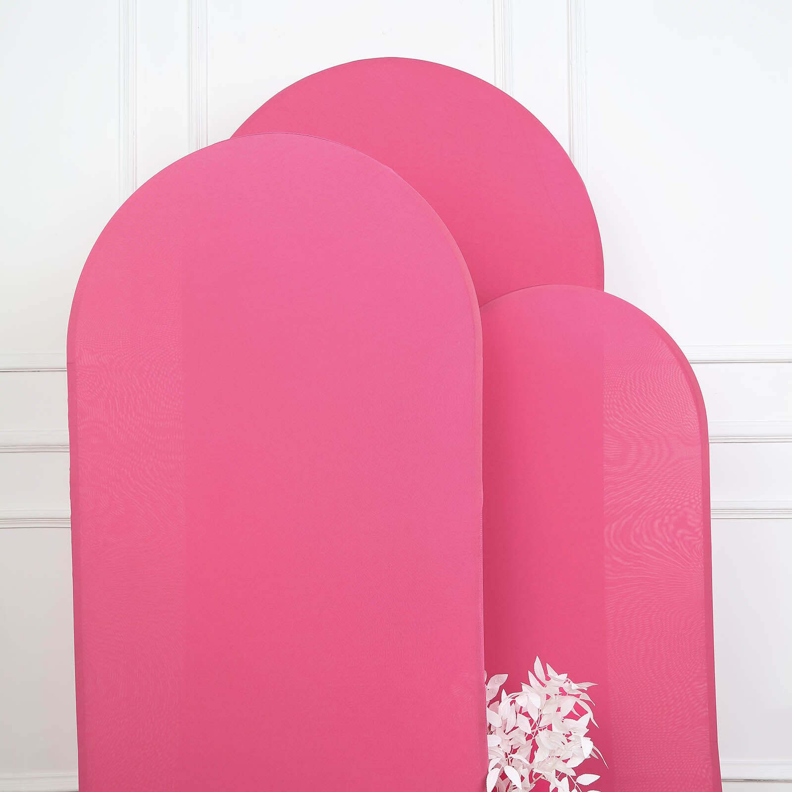 3-Piece Matte Fuchsia Spandex Fitted Covers for Round Top Chiara Wedding Arch - 5ft, 6ft, 7ft
