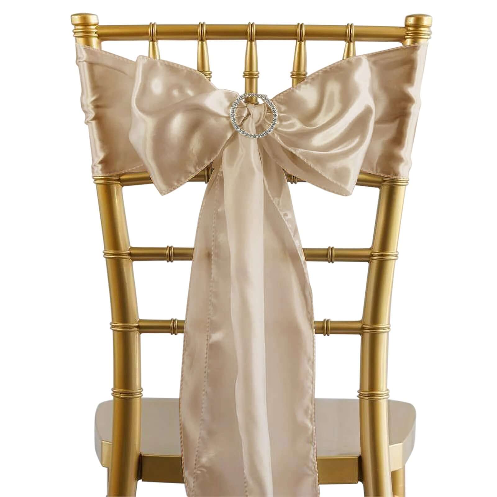 5-Piece Nude Satin Chair Sashes - Durable, Shiny Finish 6x106