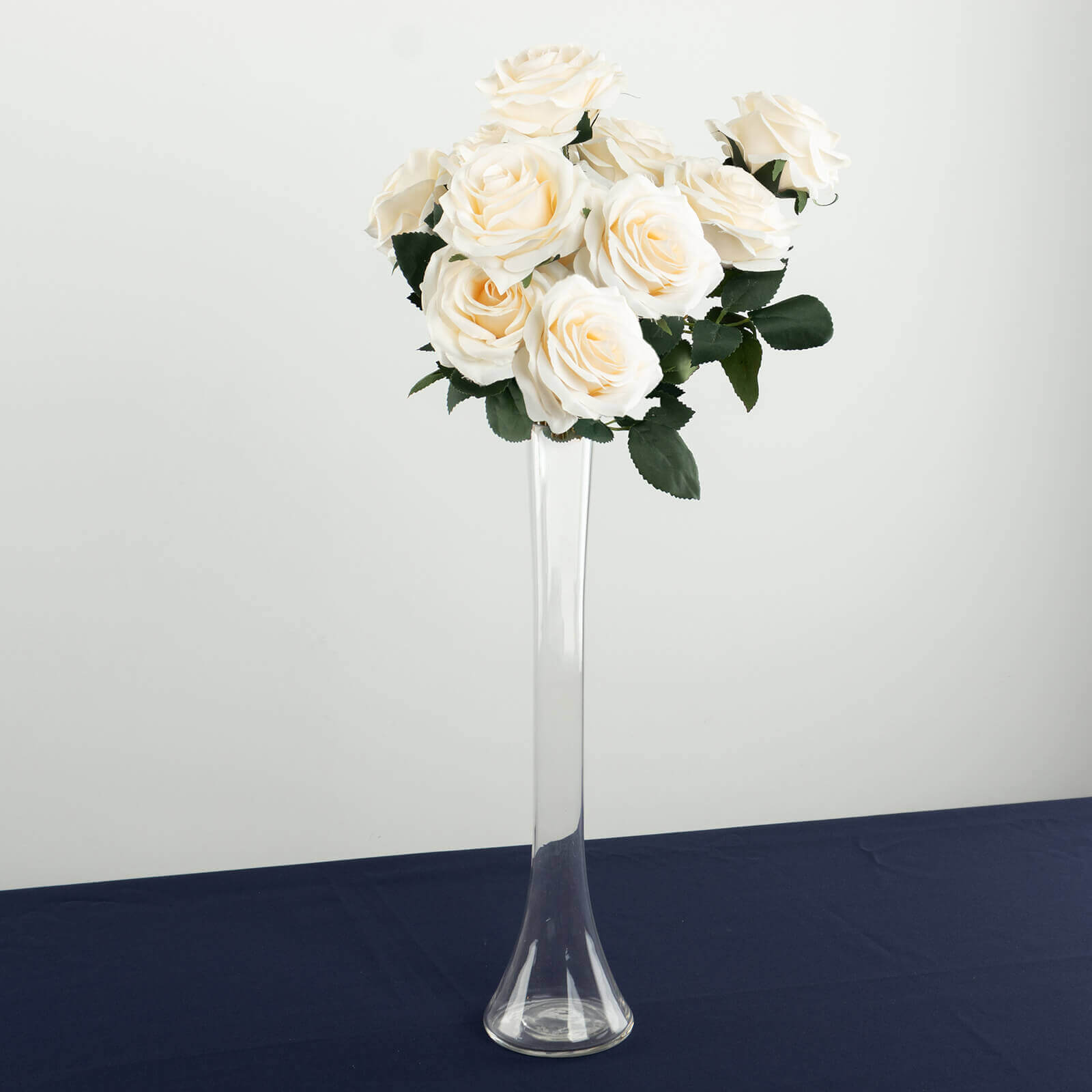 Set of 6 Clear Hand - Blown Glass Eiffel Tower Vases with Round Base, 16 Inches Tall for Weddings