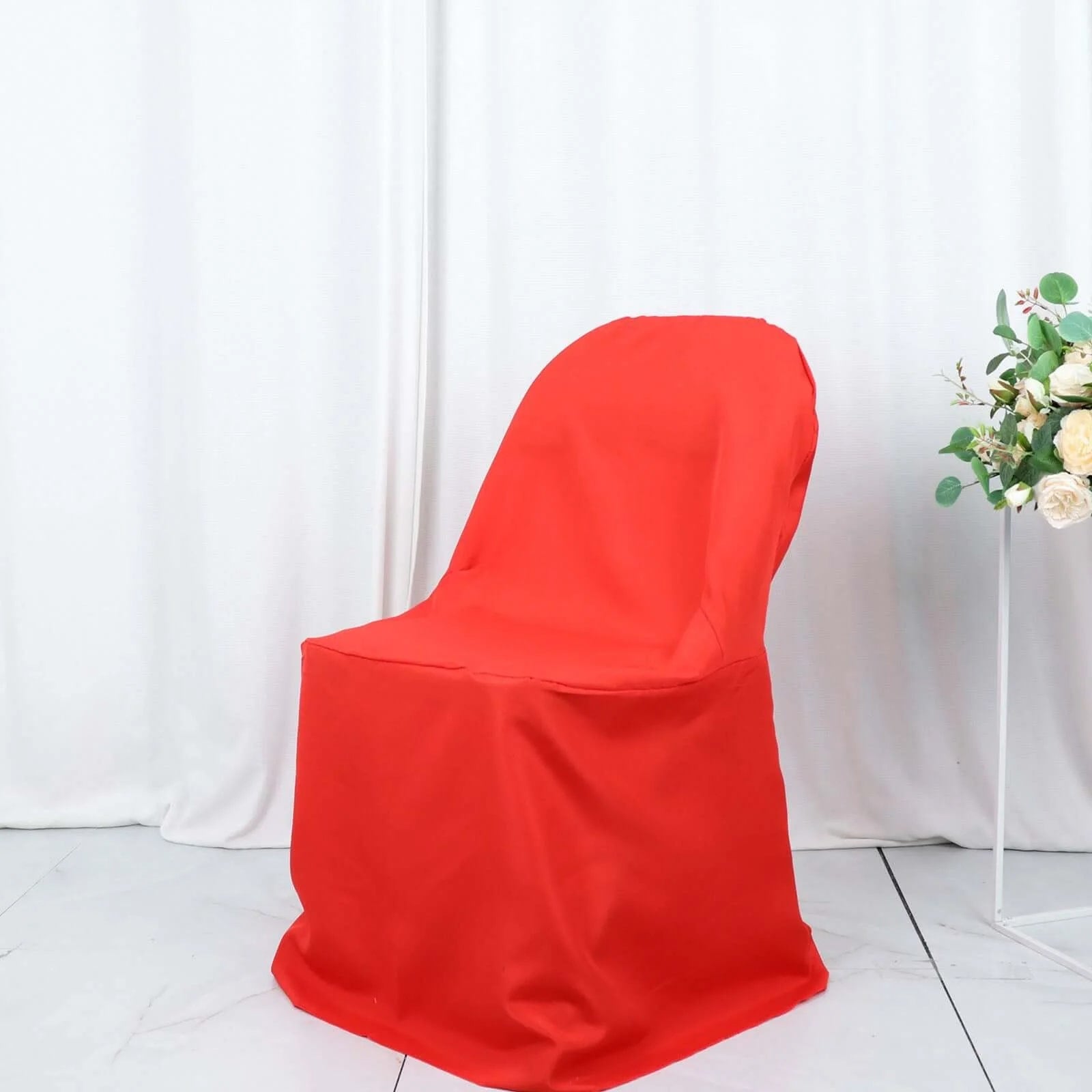 10-Pack Red Polyester Wrinkle-Free Stain-Resistant Slip-On Chair Covers for Folding Chairs - Great Deal
