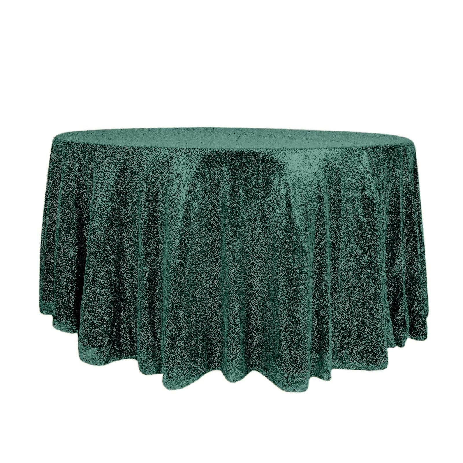 Hot! 120" Seamless Glittering Hunter Emerald Green Round Tablecloth