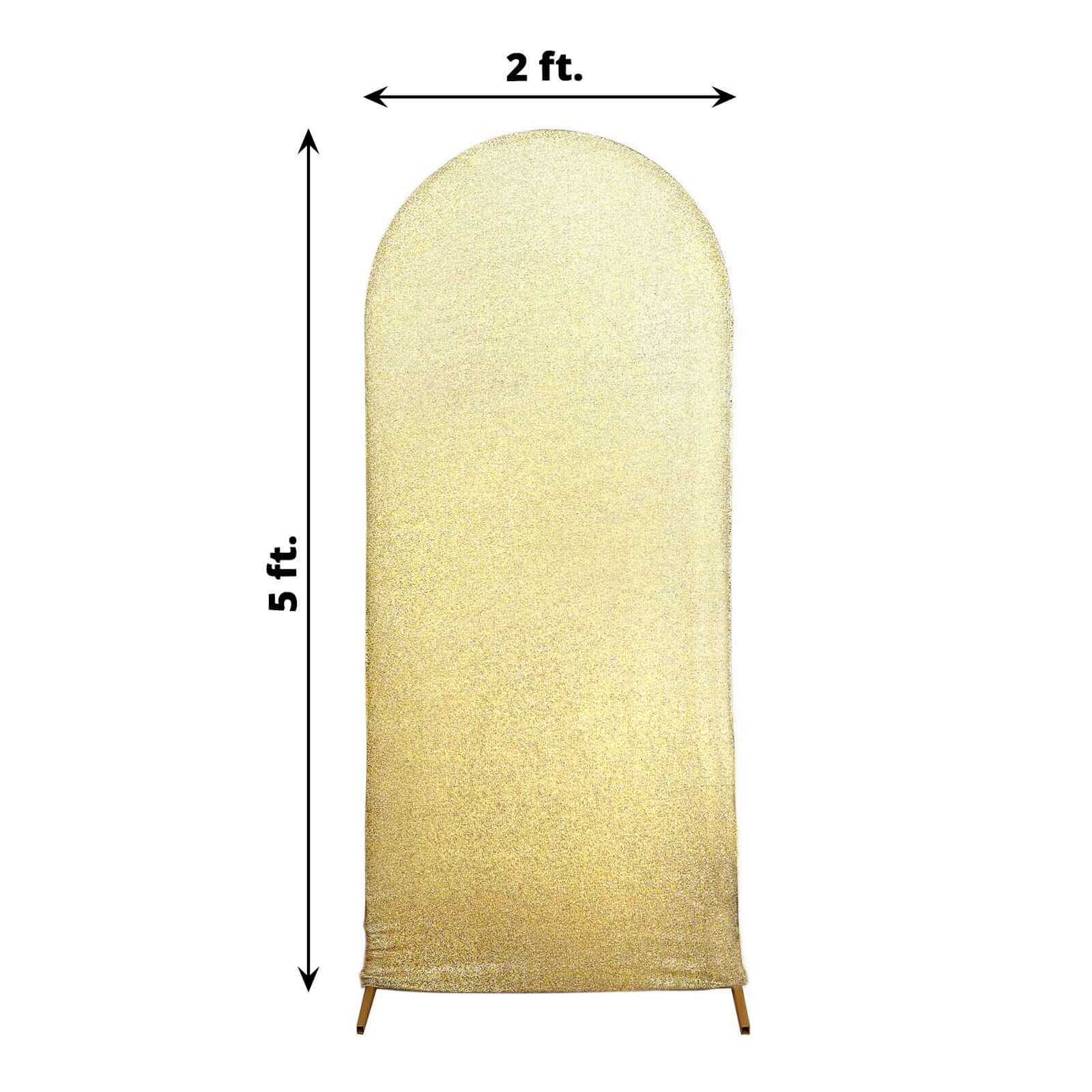 5ft Champagne Shimmer Tinsel Spandex Backdrop Cover for Fitted Round - Top Wedding Arch