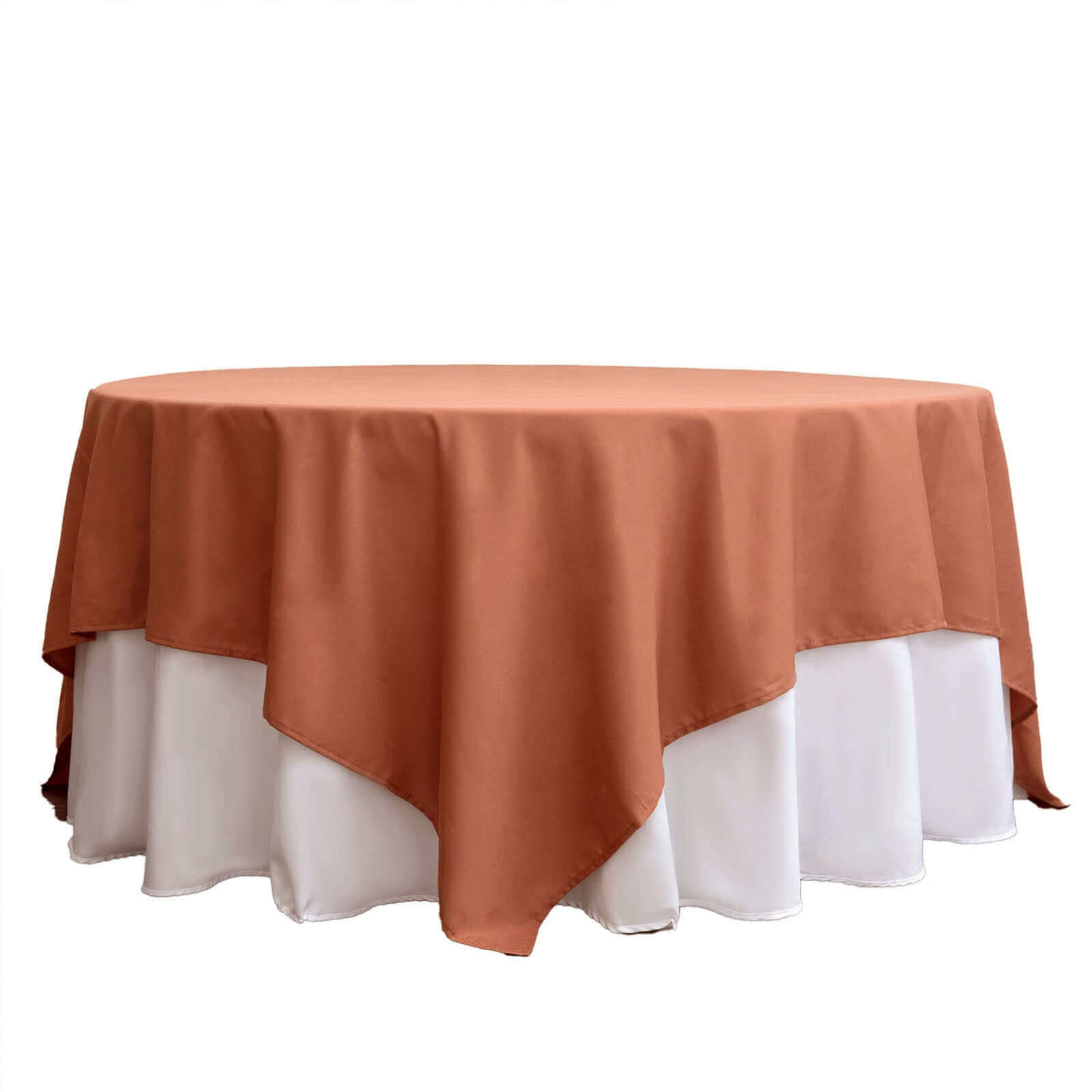 Superb 90x90 Square Polyester Tablecloth in Terracotta (Rust) - Wrinkle-Free & Durable