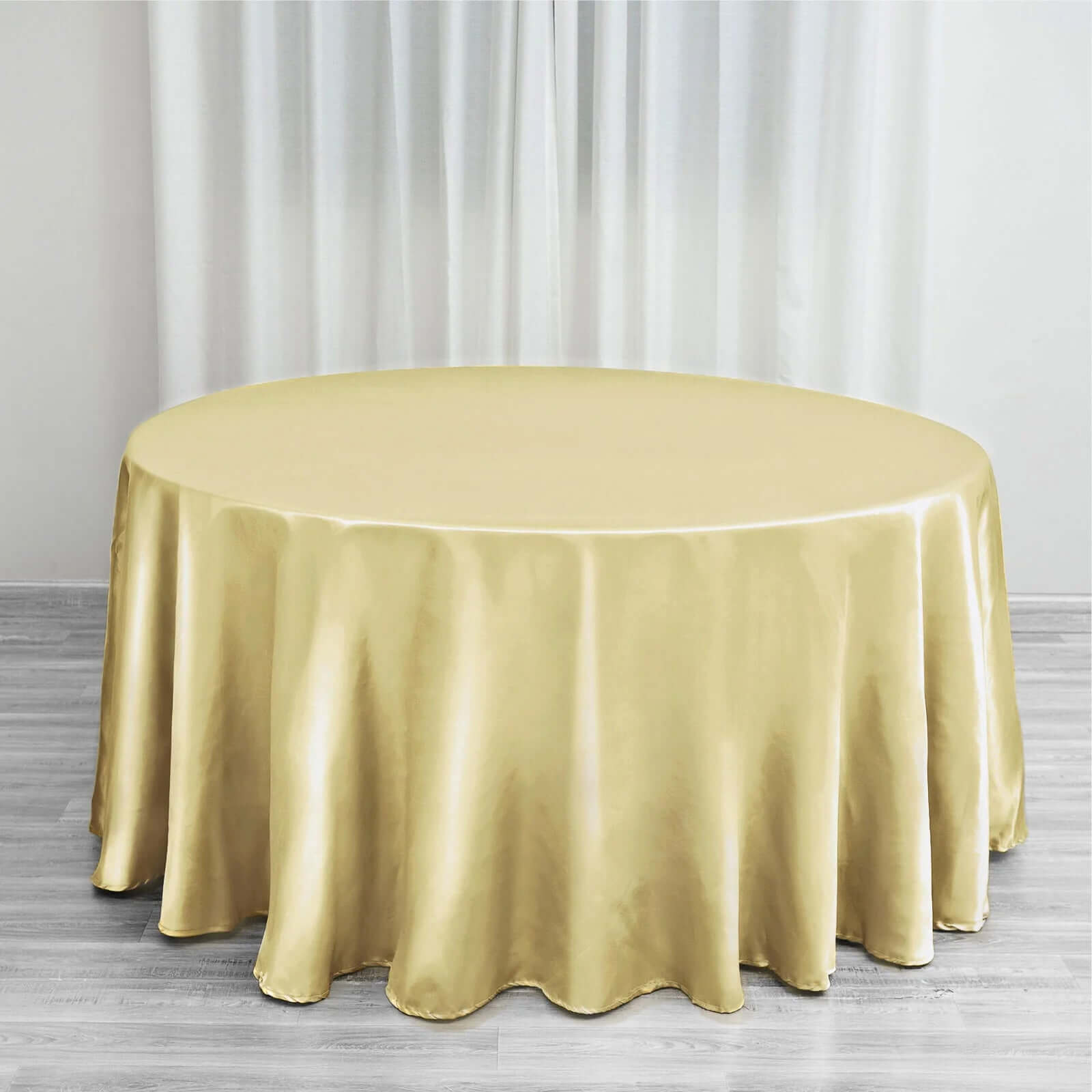 Stylish Seamless Champagne Satin 120-Inch Round Tablecloth