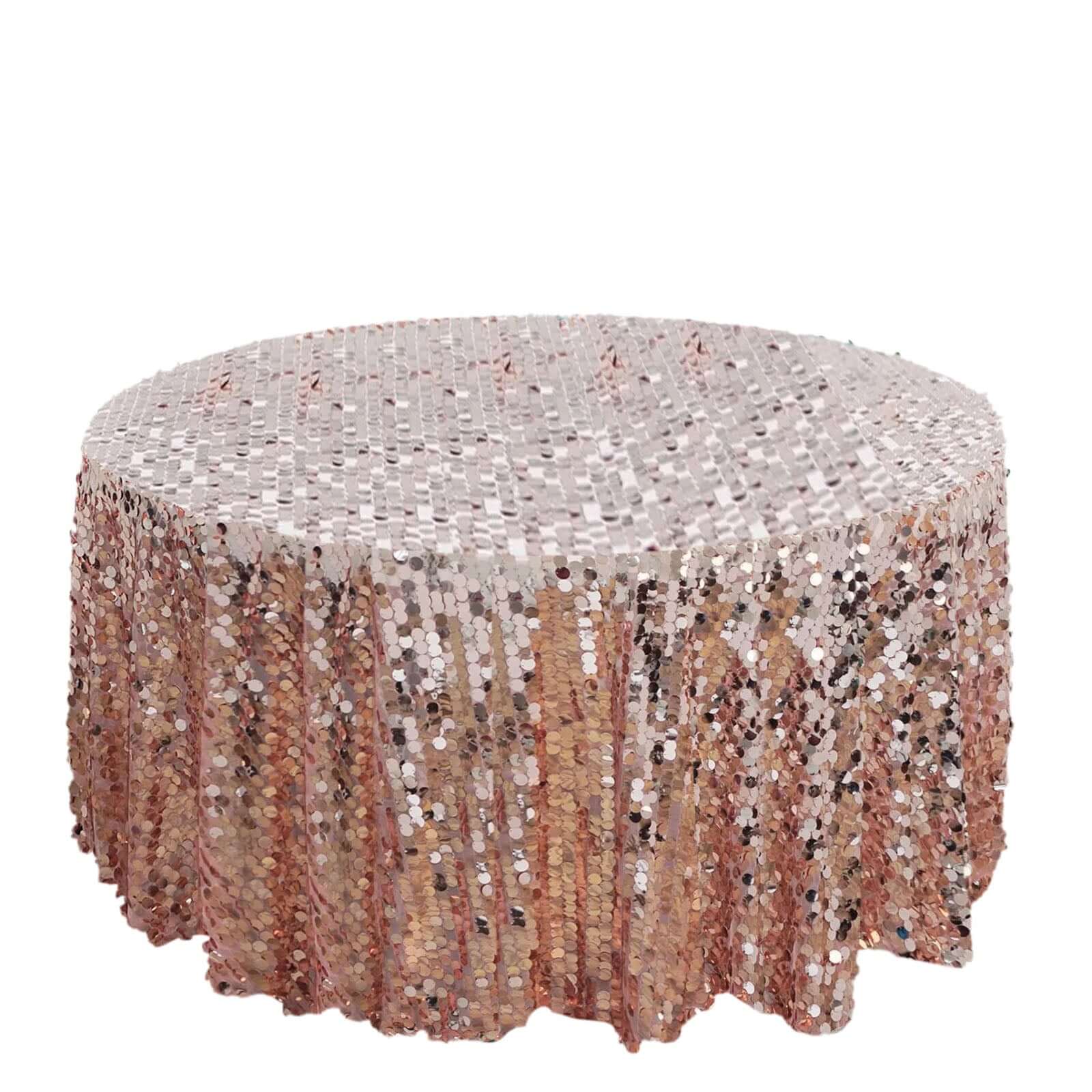 Hot Sale! Rose Gold Sequin Round Tablecloth - 120