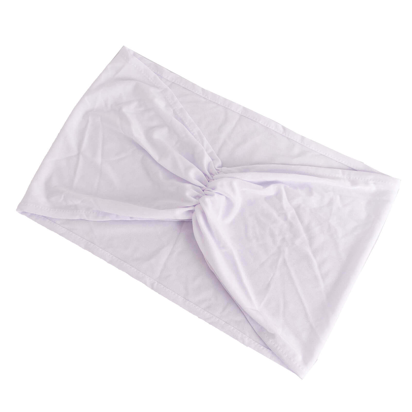 5-Pack White Ruffled Spandex Chair Sashes - Wide Stretch Bands for Elegant Weddings and Events