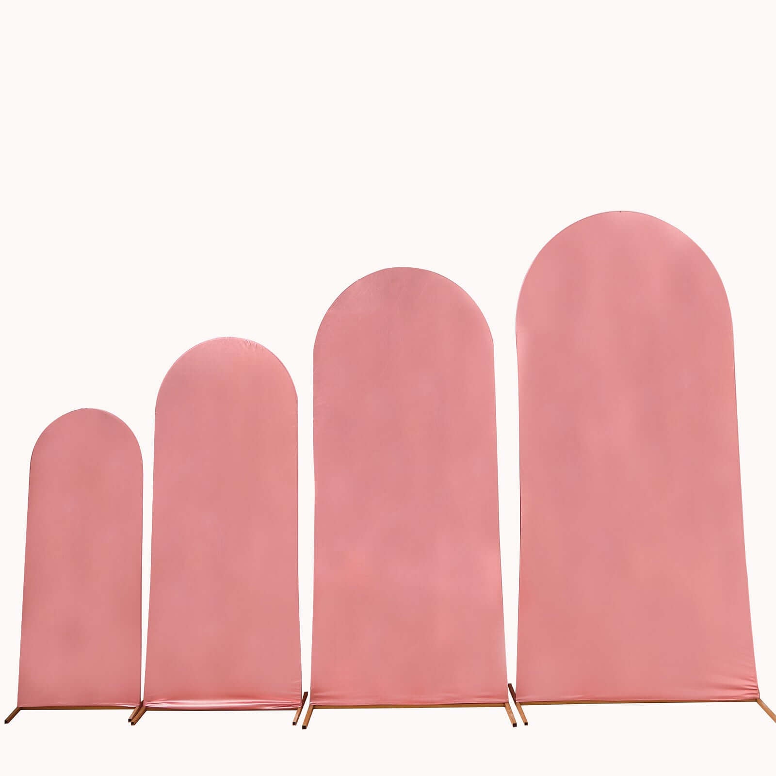 Hot Deal! Set of 4 Rose Gold Shiny Metallic Spandex Covers for Wedding Arch Stand (4ft - 7ft)