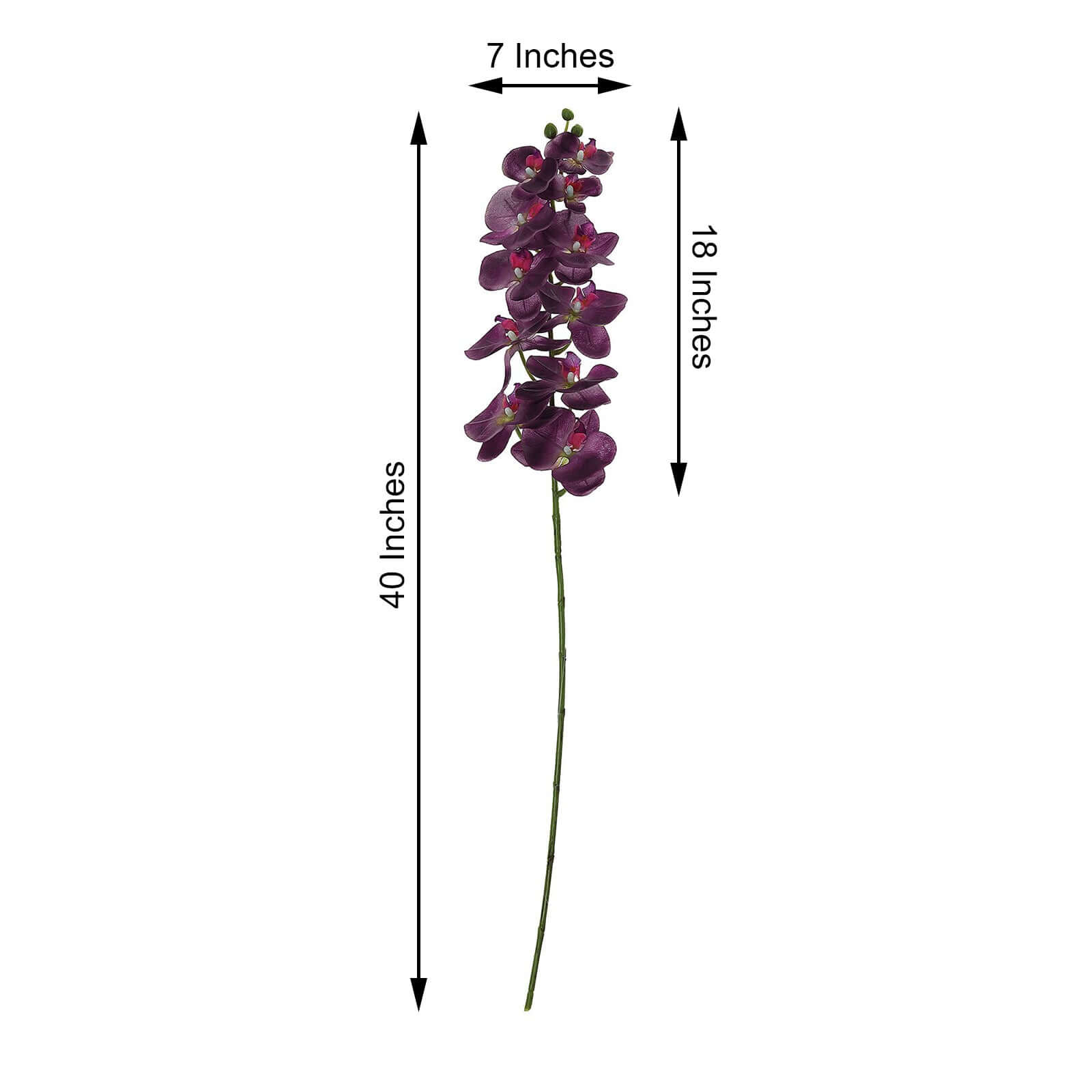 Hot Sale! 2 Stems 40-Inch Tall Eggplant-Colored Artificial Silk Orchid Flower Bouquets for Decor