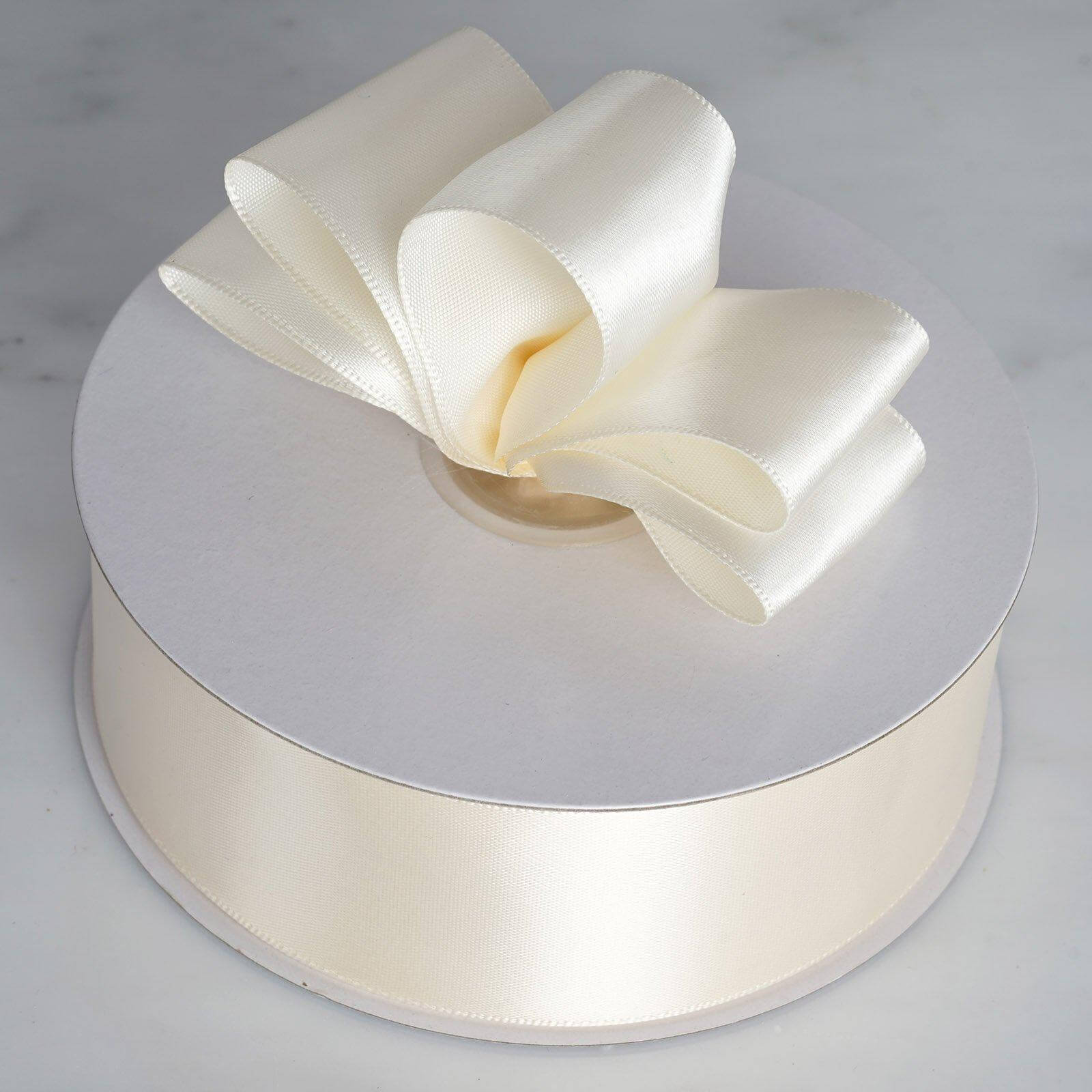 Get 50 Yards of 1.5-Inch Ivory Single-Face Decorative Polyester Satin Ribbon