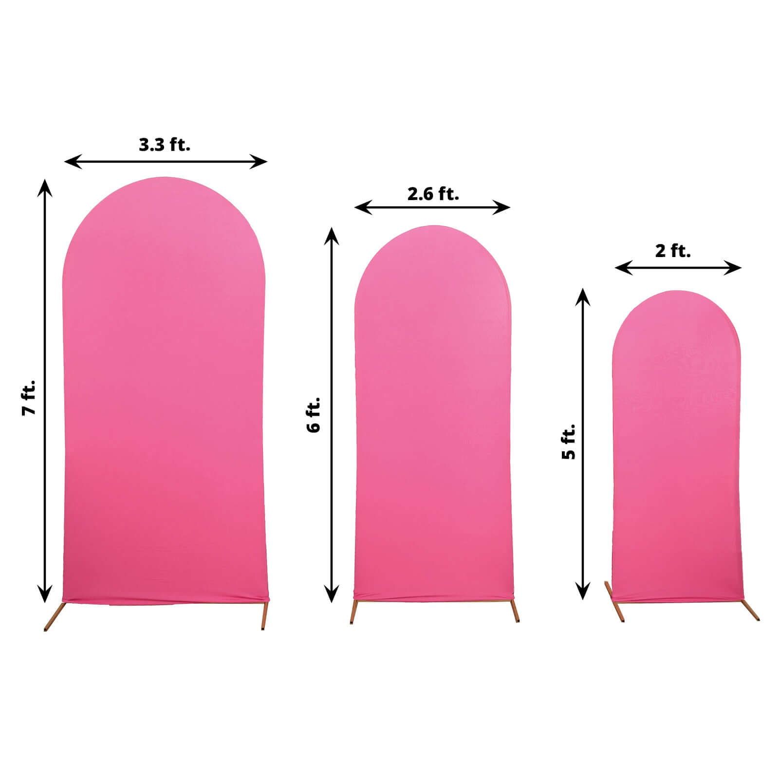 3-Piece Matte Fuchsia Spandex Fitted Covers for Round Top Chiara Wedding Arch - 5ft, 6ft, 7ft