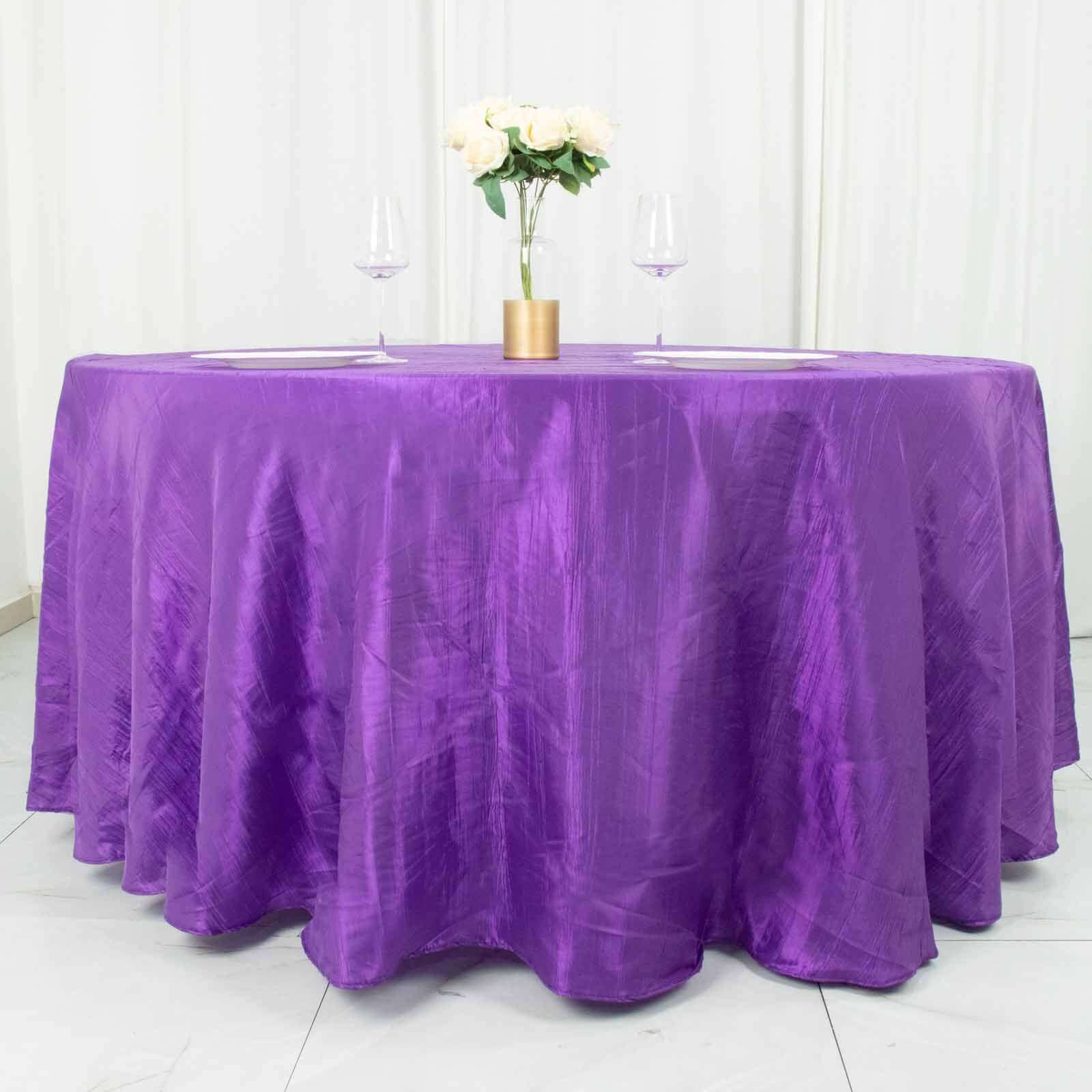 Premium Purple Seamless Accordion Crinkle Taffeta 120 Round Tablecloth for Weddings & Events