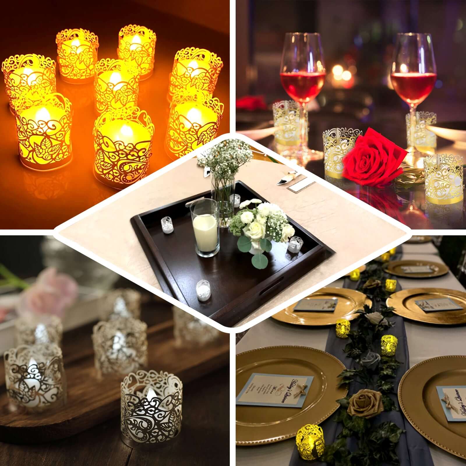20-Pack Gold Foil Floral Lace Design Paper Wraps for Votive Tealight Candles