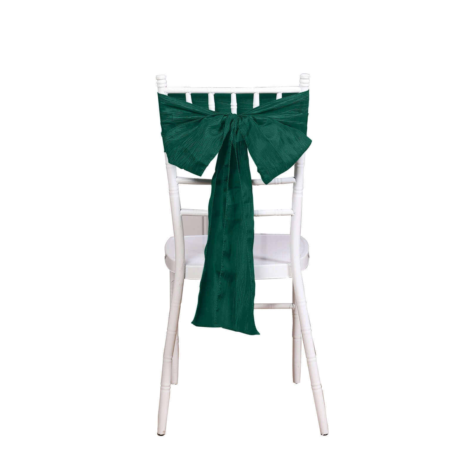 5-Pack Hunter Emerald Green Accordion Crinkle Taffeta Chair Sashes - Ideal for Weddings & Gatherings