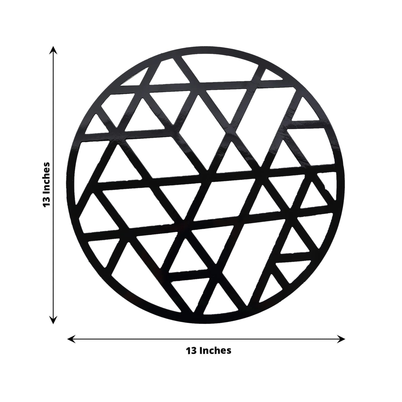 Hot Sale! 6-Pack Disposable Black Cardboard Table Placemats with Laser-Cut Geometric Triangles, 13 Inches