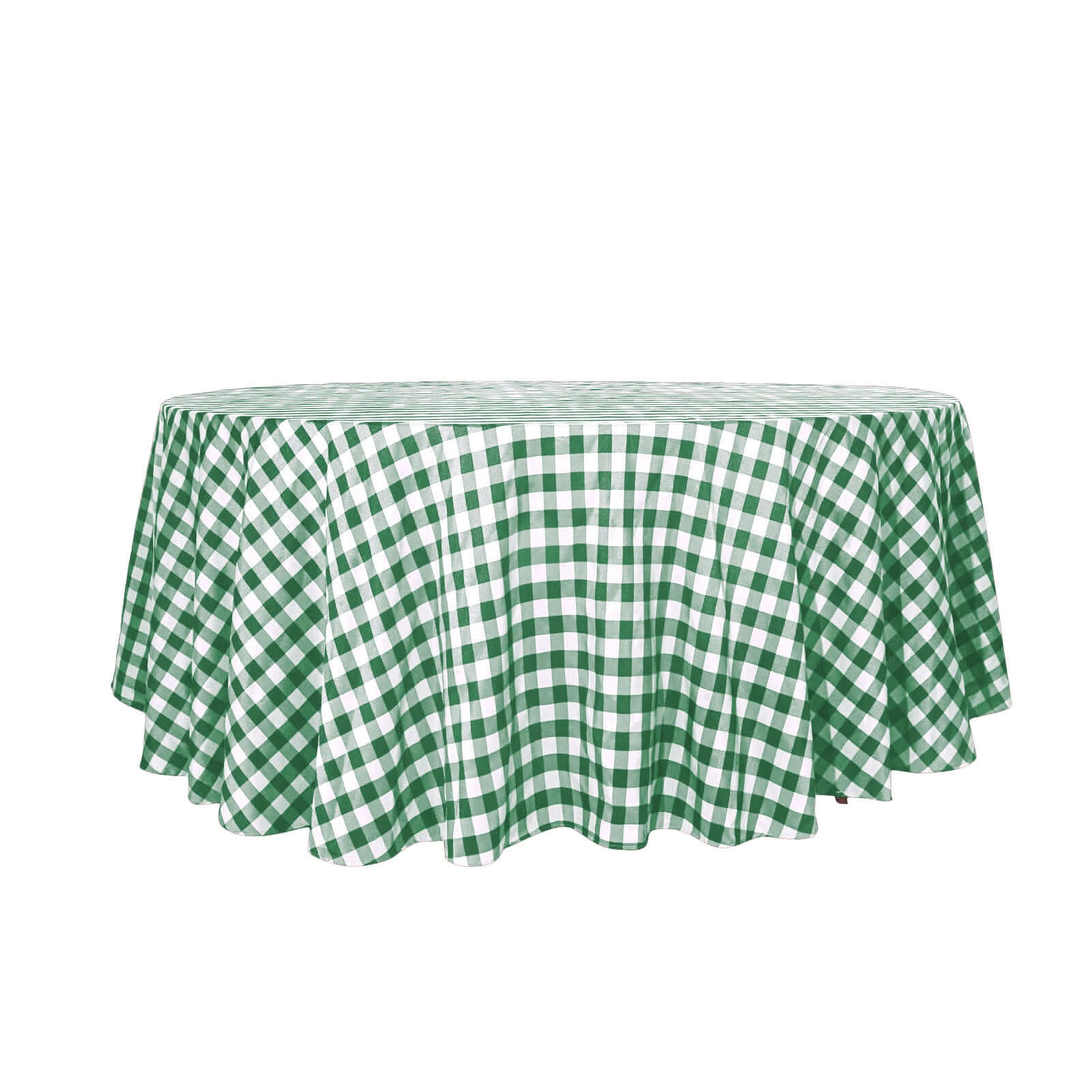 Seamless White/Green Checkered Buffalo Plaid 120' Polyester Round Tablecloth