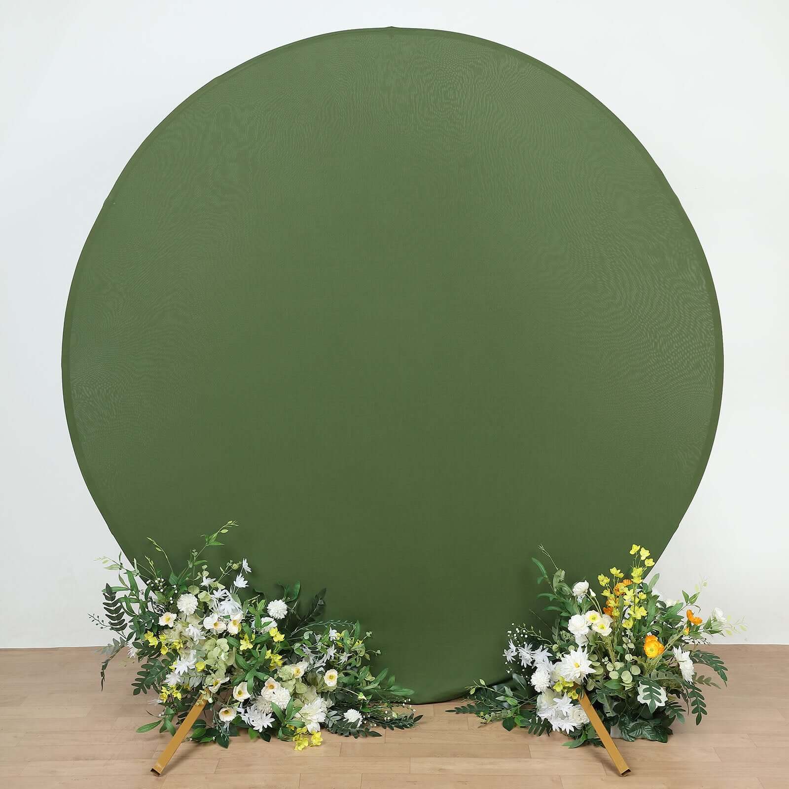Hot Sale! 7.5ft Double - Sided Matte Olive Green Round Spandex Party Backdrop Stand Cover