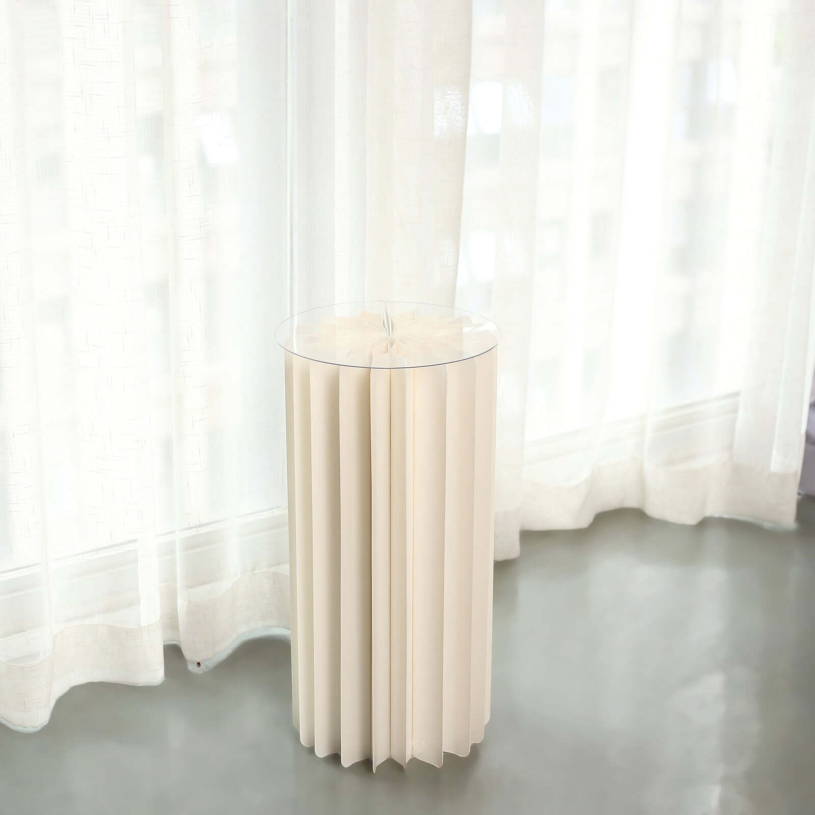 Hot Sale! 24-Inch Ivory Cylinder Display Column Stand with PVC Top Plate for Events