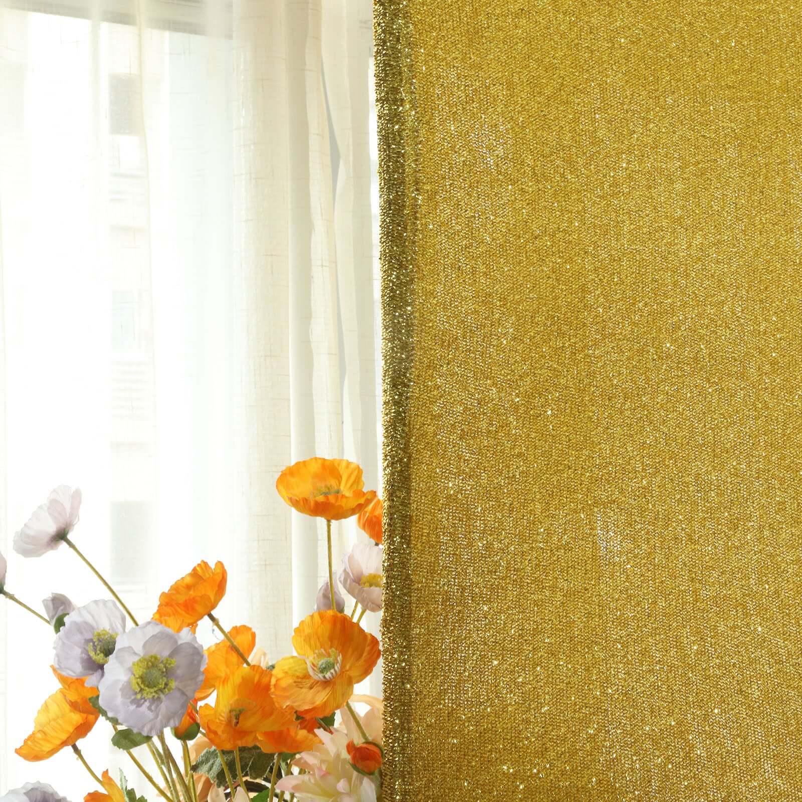 6ft Gold Shimmer Tinsel Spandex Cover for Round Top Wedding Arch - Ideal Choice!