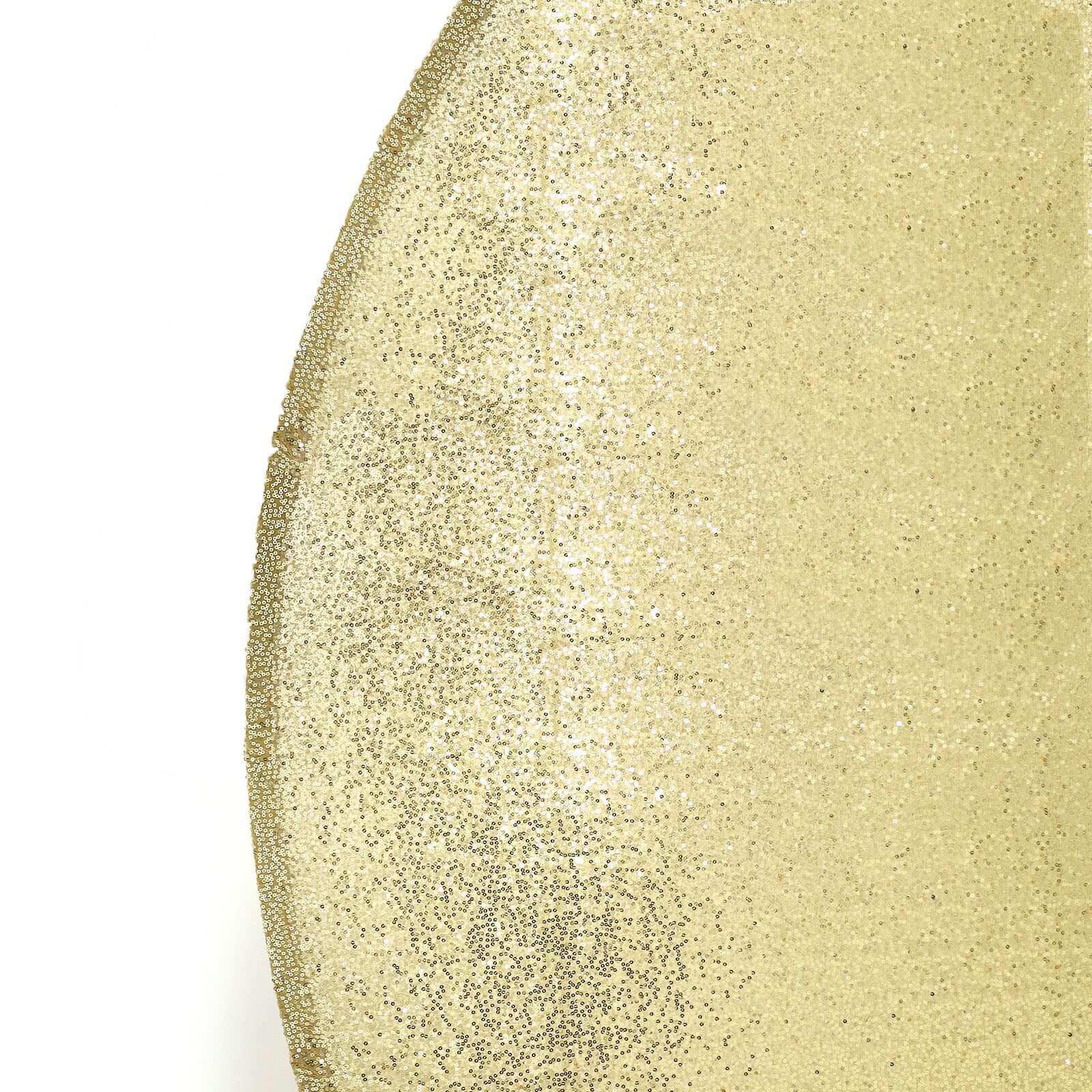 Exclusive 7.5ft Champagne Sequin Round Wedding Arch Cover, 2-Sided Shiny Photo Backdrop