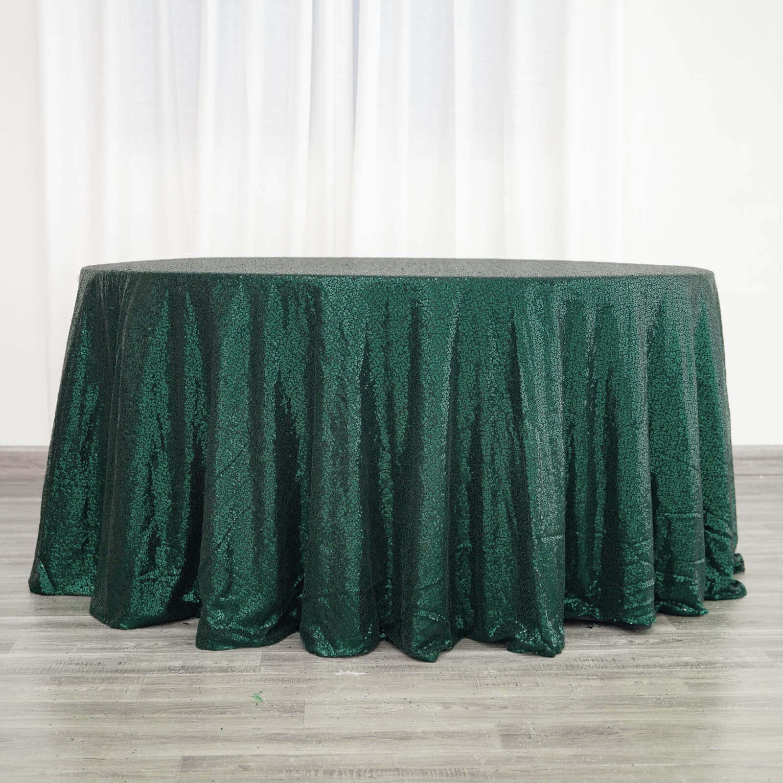 Hot! 120" Seamless Glittering Hunter Emerald Green Round Tablecloth