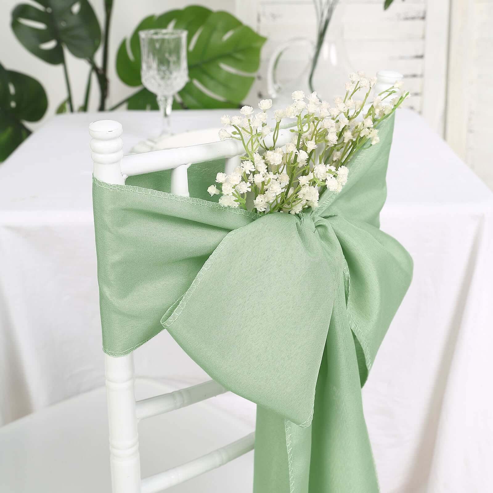 Hot Deal! 5-Pack Sage Green Polyester Chair Sashes 6x108