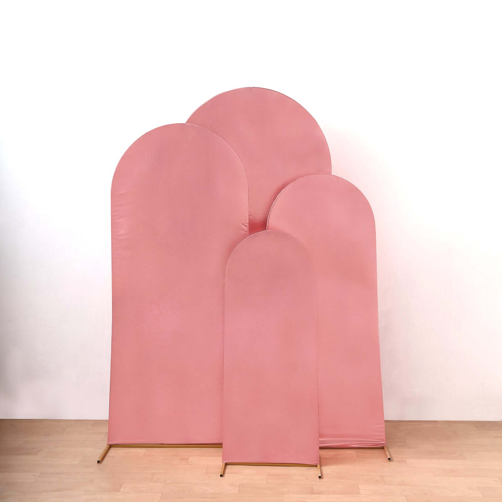 Hot Deal! Set of 4 Rose Gold Shiny Metallic Spandex Covers for Wedding Arch Stand (4ft - 7ft)