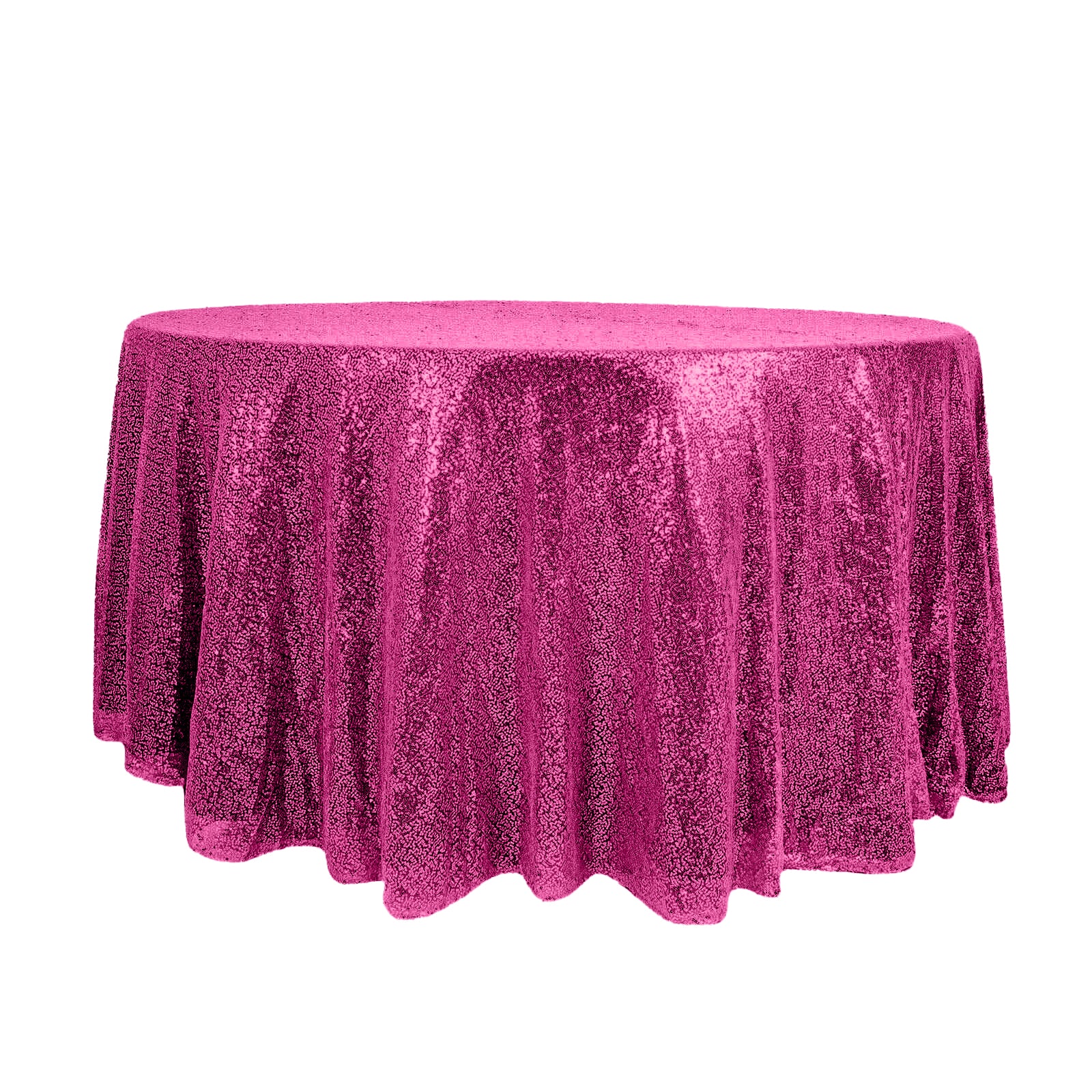 Hot Deal! Fuchsia Seamless Glittering 120' Round Sequin Tablecloth