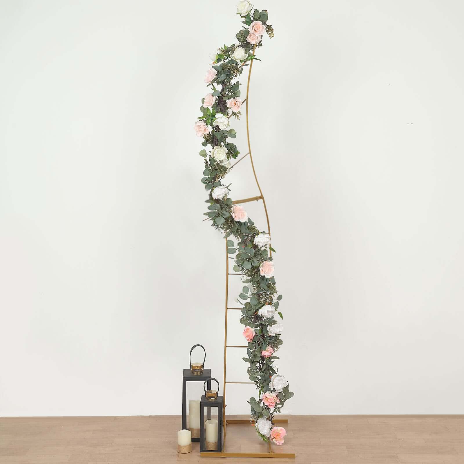 8ft Collapsible Gold Metal Curved Balloon Arch Stand for Weddings - Ideal Photo Backdrop