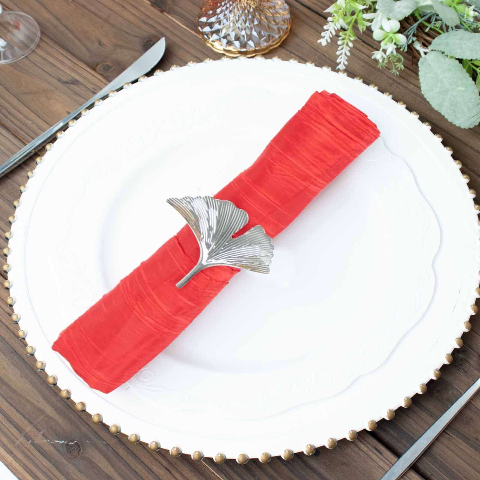 Hot Deal! 5-Pack Red 20x20 Accordion Crinkle Taffeta Dinner Napkins