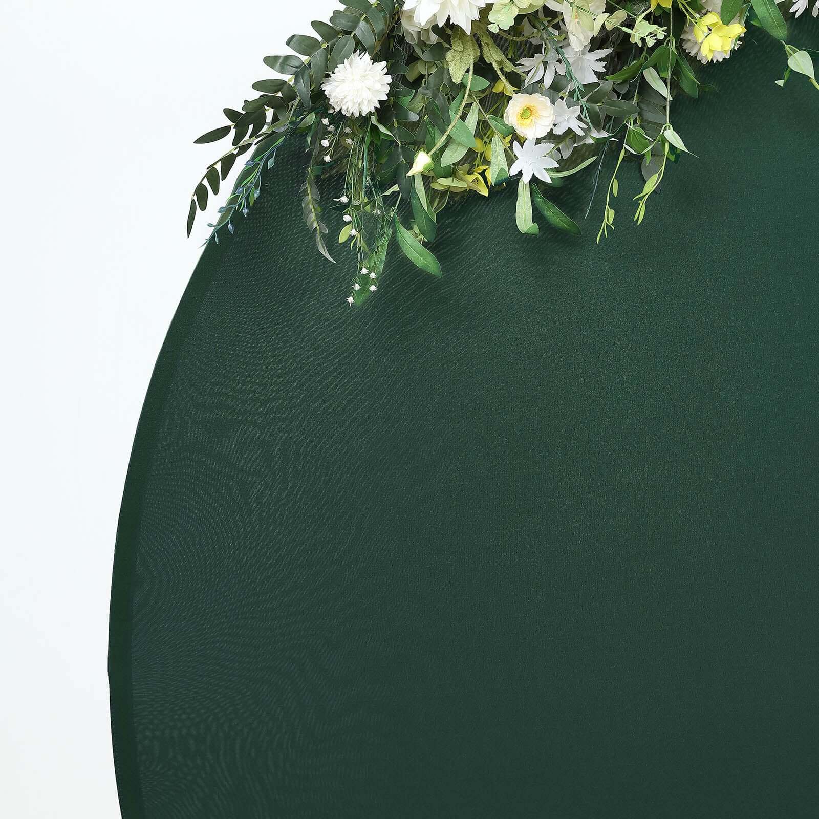 Get This 7.5ft Double - Sided Matte Hunter Emerald Green Spandex Round Party Backdrop Cover Now