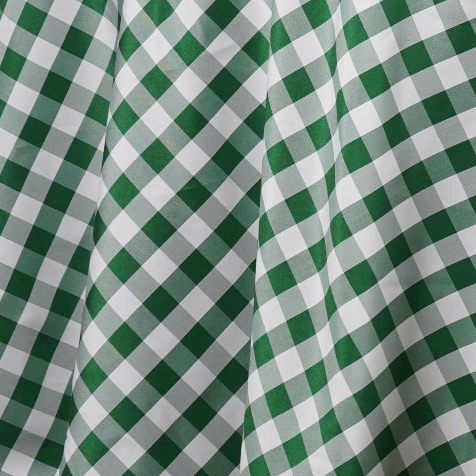 Seamless White/Green Checkered Buffalo Plaid 120' Polyester Round Tablecloth
