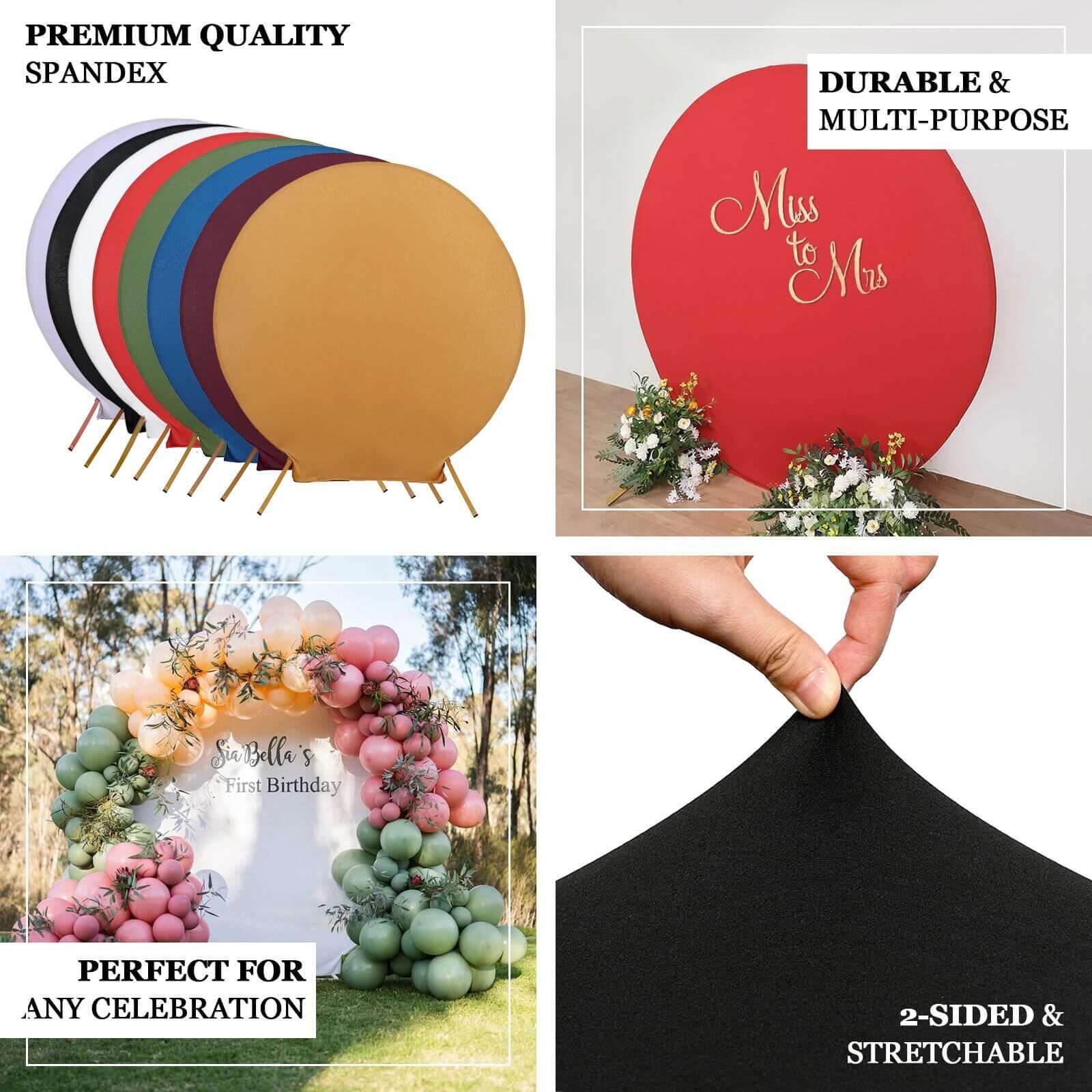 Hot Sale! 7.5ft Double - Sided Matte Olive Green Round Spandex Party Backdrop Stand Cover