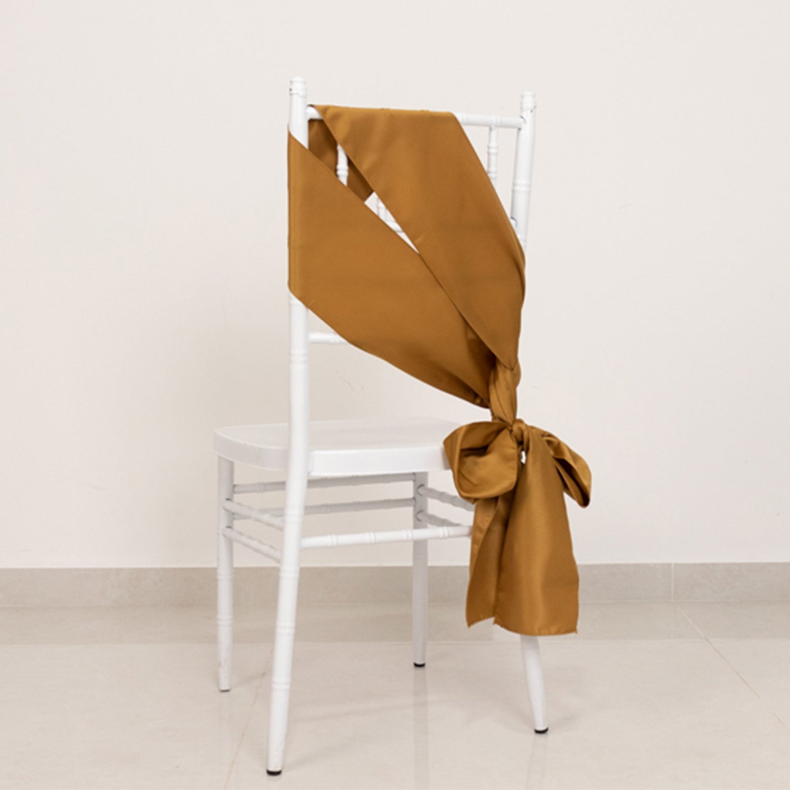 5-Pack Gold Lamour Satin Chair Sashes (6x106) - Perfect Reusable Decor for Weddings & Gatherings