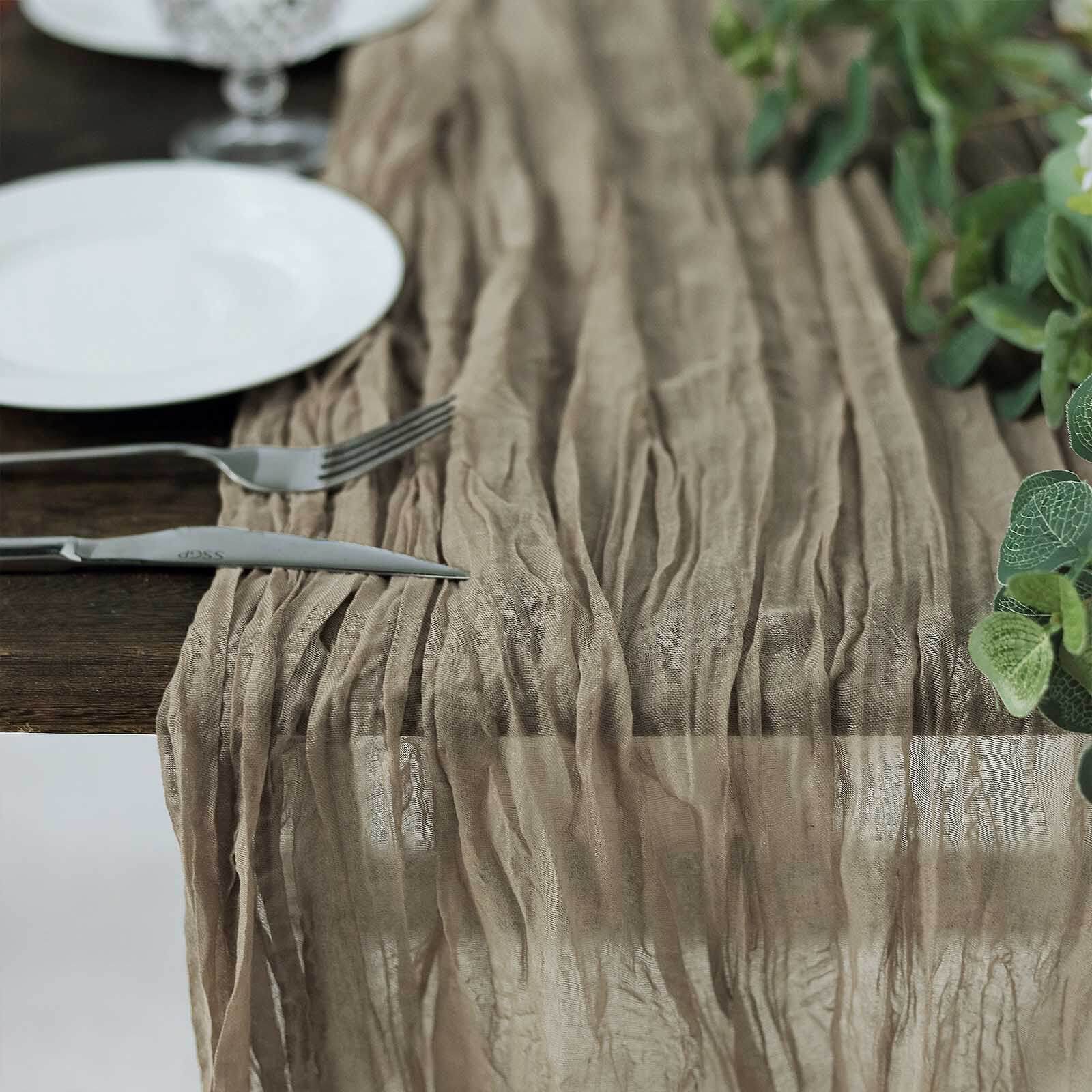 Get This 10ft Natural Gauze Cheesecloth Table Runner for Rustic Boho Decorations