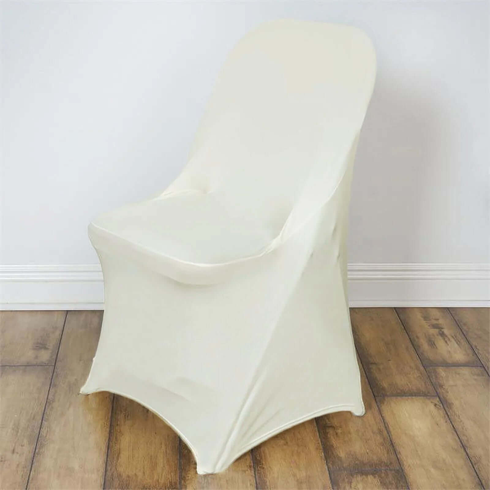 Ivory 10-Pack Durable 160GSM Stretch Spandex Fitted Slipcovers for Folding Chairs
