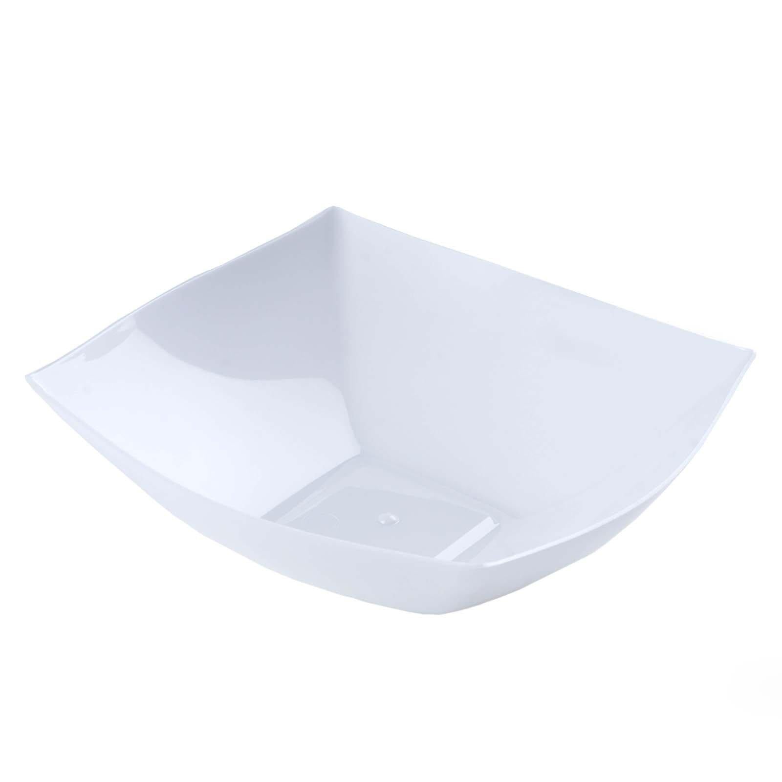 4-Pack White Square Lightweight Medium Disposable 32oz Plastic Serving Bowls for Events